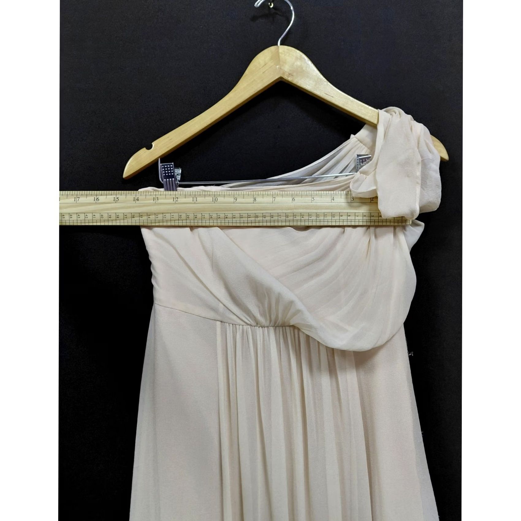 Ann Taylor ANN TAYLOR PETITES Silk One Shoulder Dress Cream Solid Sleeveless Women Size 2P Size XS / US 0-2 / IT 36-38 - 6 Thumbnail