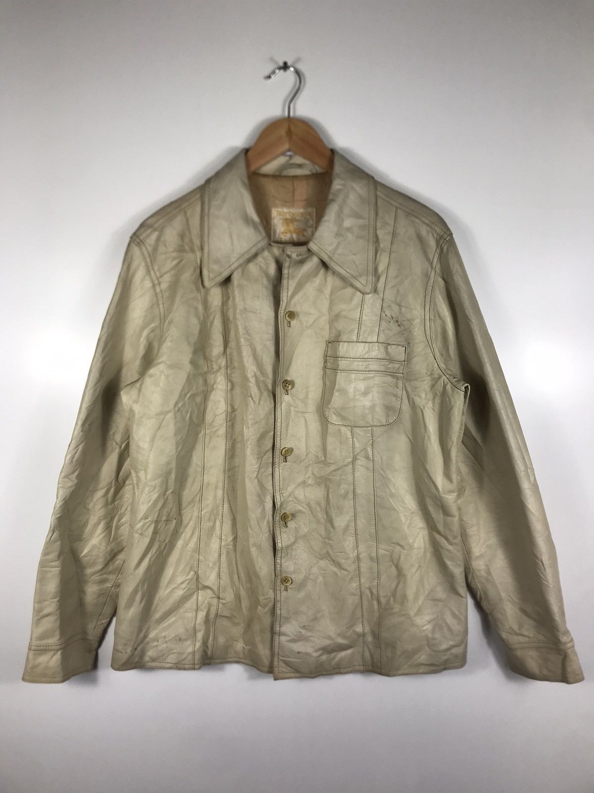 ⚡️Vintage Burberry Distressed Leather Shirt Jacket