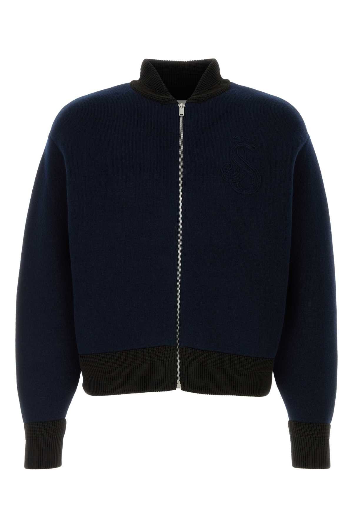 Jil Sander Dark Blue Wool Blend Cardigan Size US M / EU 48-50 / 2 - 1 Thumbnail