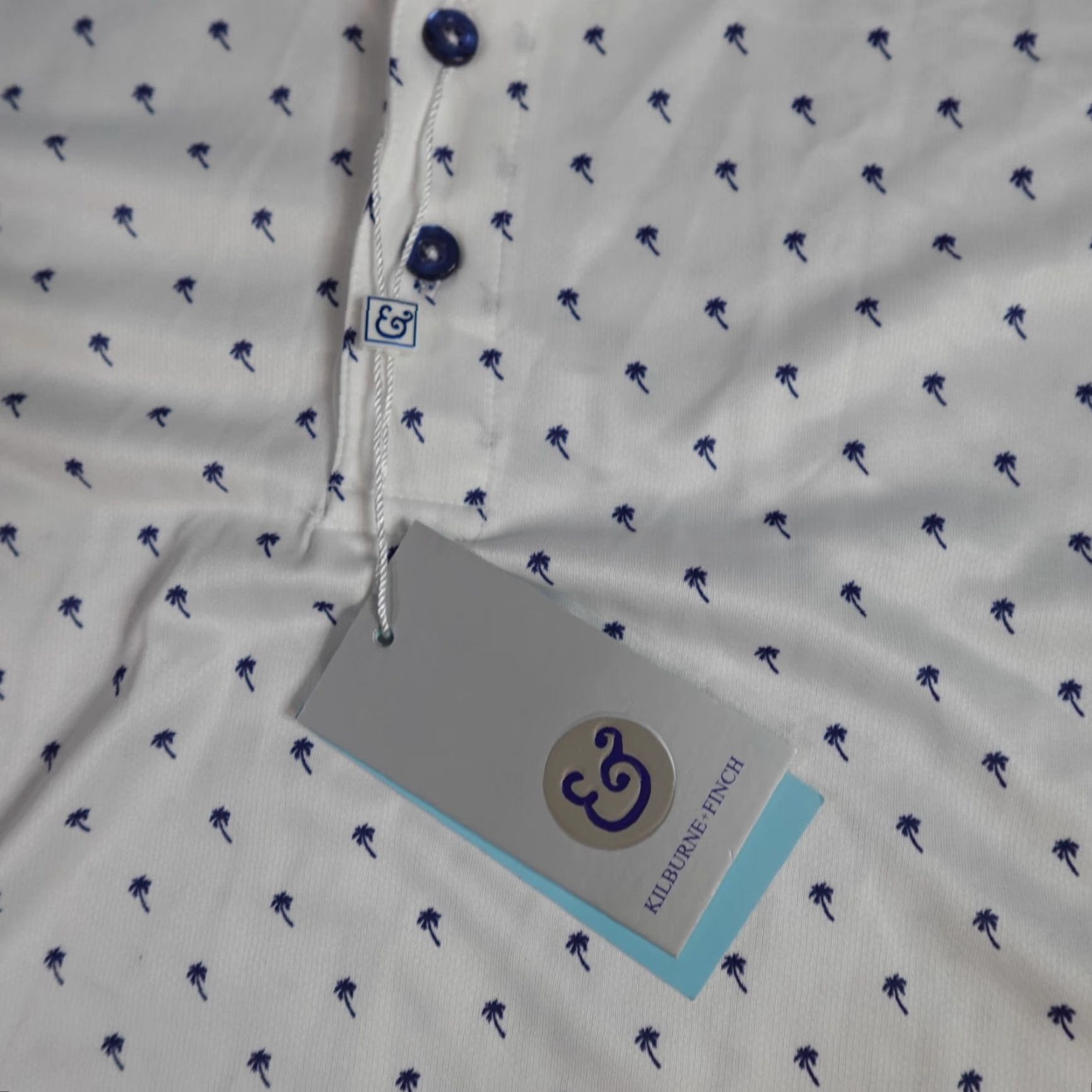 Vintage Kilburne and Finch Mens Polo Shirt 2XL White All Over Palm Trees NEW Shirt Men 2XL White Palm Trees Sports Polo Size US XXL / EU 58 / 5 - 4 Thumbnail