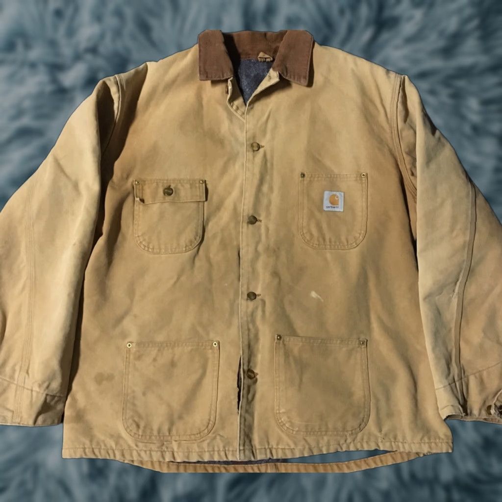 Carhartt VINTAGE Carhartt Jacket Chore Barn Distressed Faded Blanket Lined 2XL Beige/ tan Men 90s 80s Grunge Harley Motorcycle Ridge Canvas Size US XXL / EU 58 / 5 - 1 Thumbnail