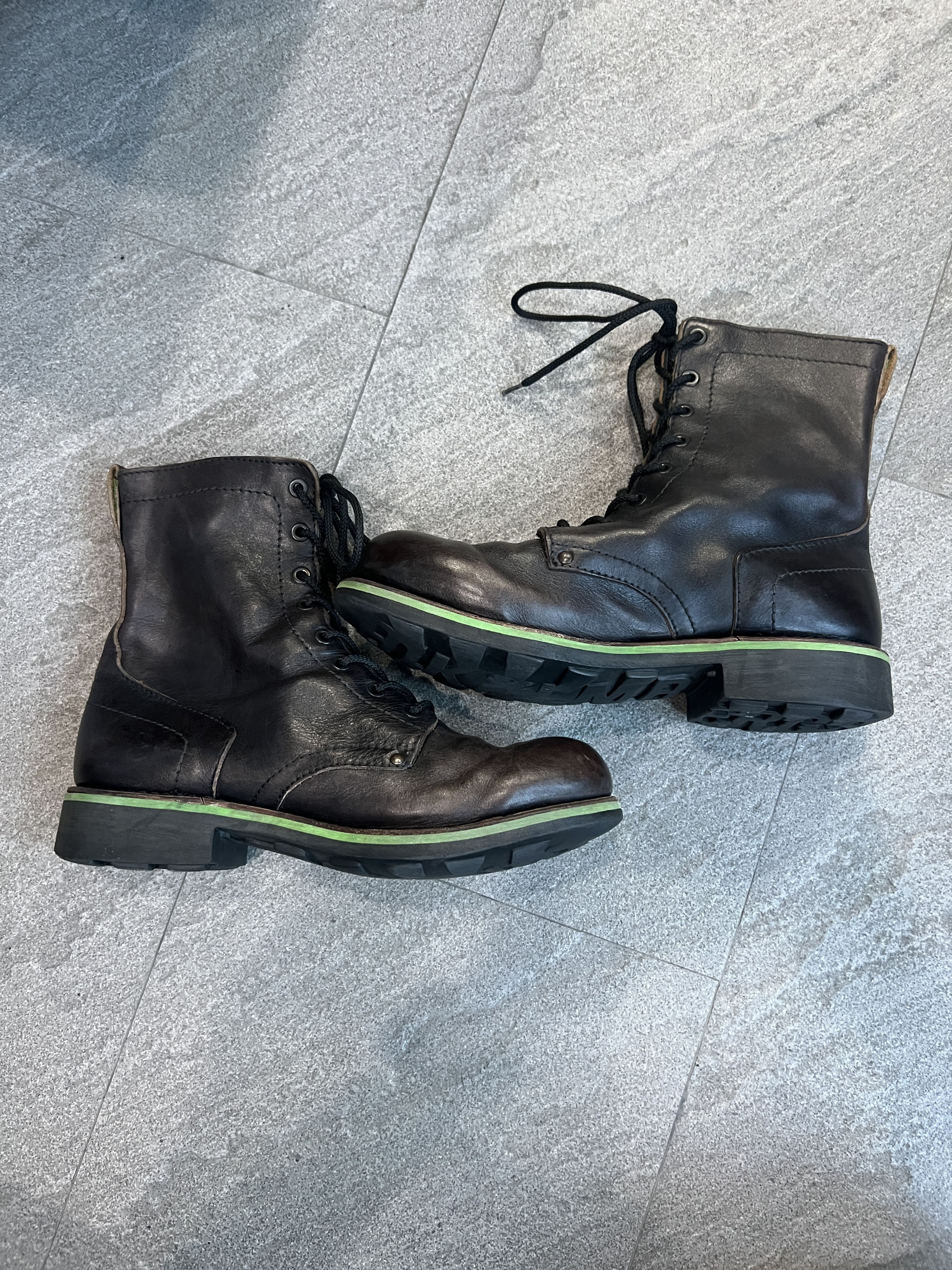 Dirk Bikkembergs Dirk Bikkembergs Leather Combat Boots Green Sole EU 41 Size US 8 / EU 41 - 6 Thumbnail