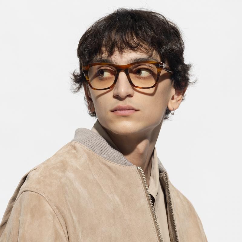 Tom Ford Tom Ford FT5886-B 045 Eyeglasses Havana 50mm Square Frame Size ONE SIZE - 5 Thumbnail