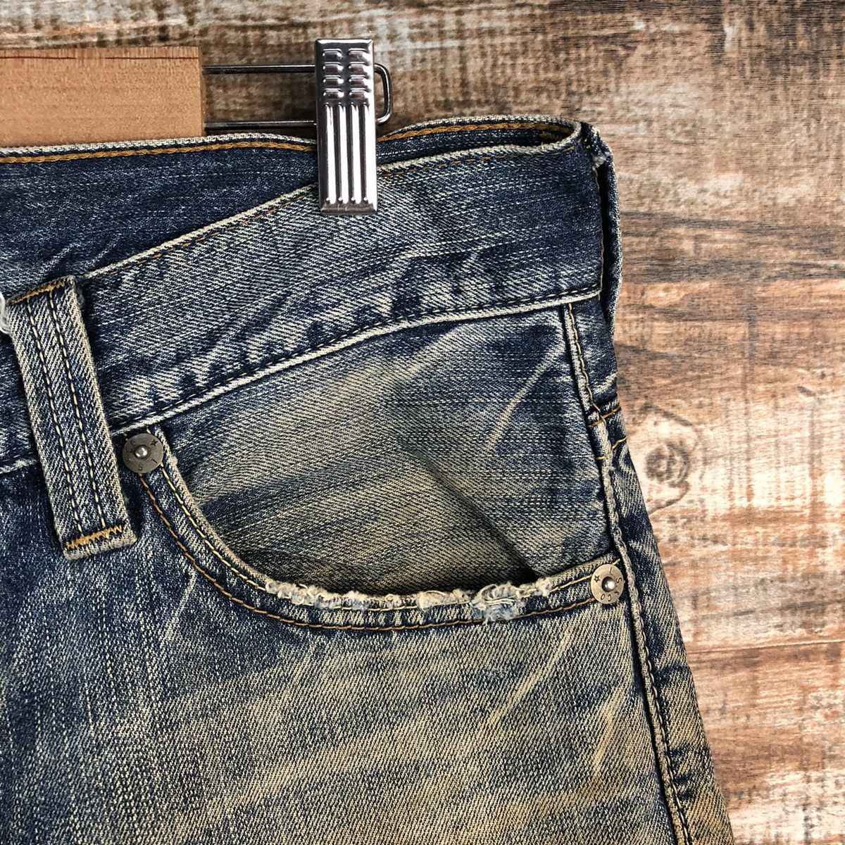 Levi's Levis 502 Blue faded ripped vintage jeans Denim Pants #A2608 Size US 33 - 8 Thumbnail