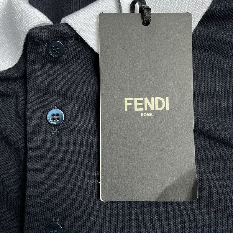 Fendi Fendi Logo-print long-sleeve shirt men's polo shirt, navy Size US M / EU 48-50 / 2 - 4 Thumbnail