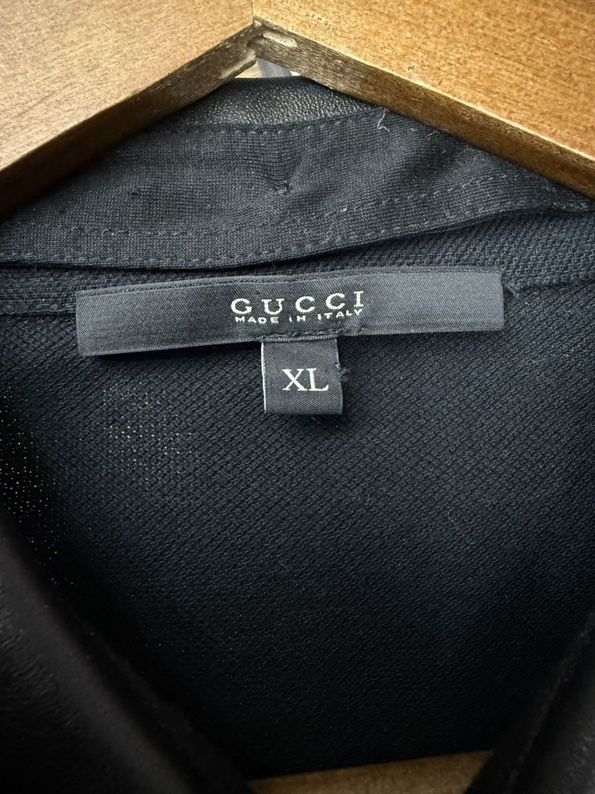 Gucci Men’s Black Gucci Polo Shirt Leather Collar Size US XL / EU 56 / 4 - 8 Thumbnail
