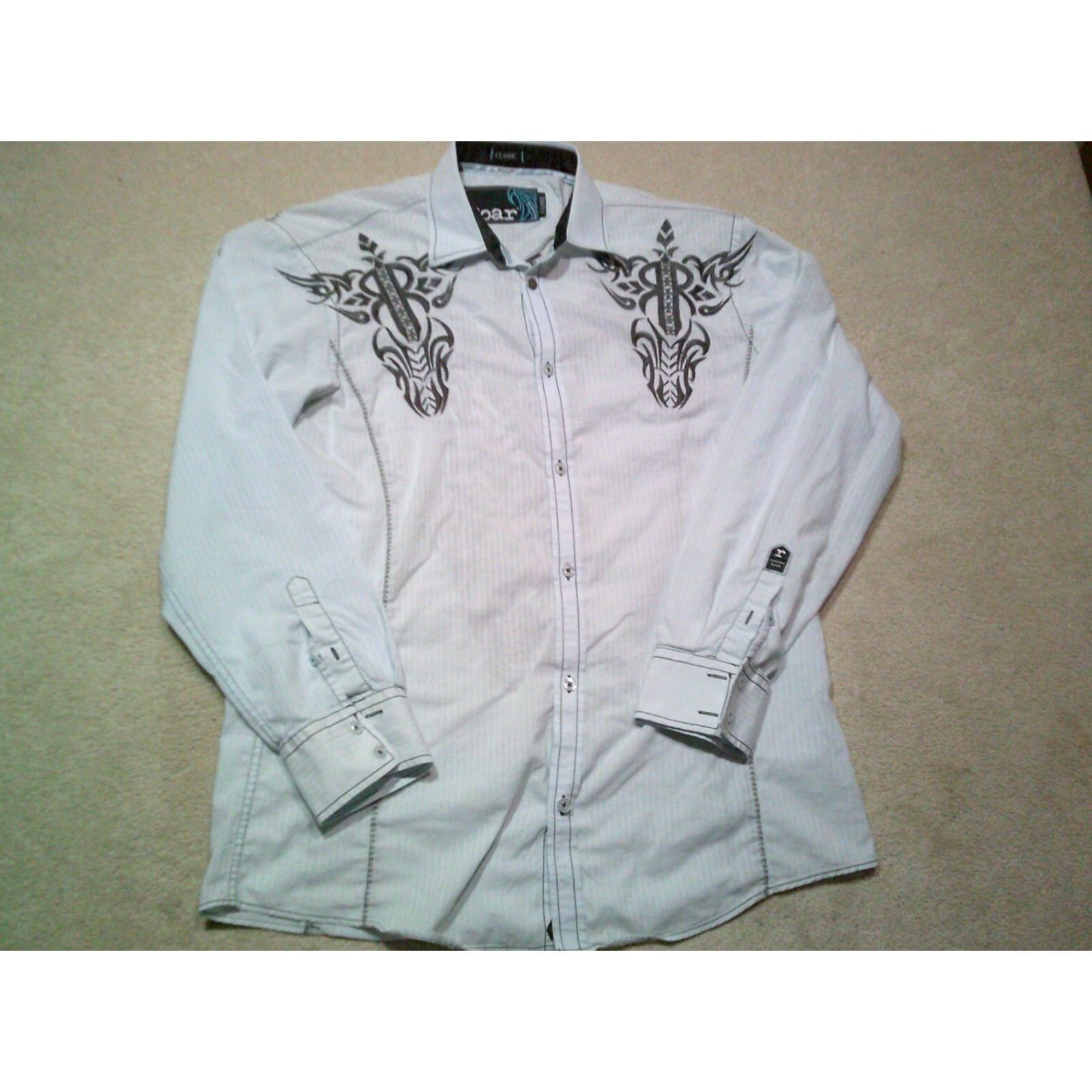 Roar Roar Button Up Shirt Mens XL Blue Double Sided Embroidered Classic Shirt Size US XXL / EU 58 / 5 - 2 Thumbnail
