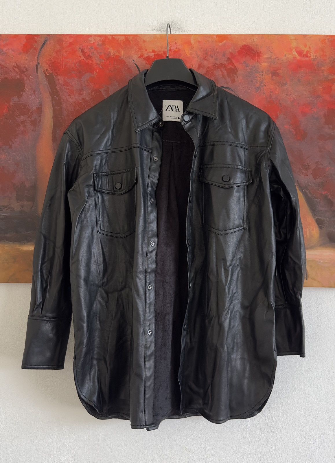 Zara Zara Black Leather Shirt Button Up Size S Size S / US 4 / IT 40 - 1 Thumbnail