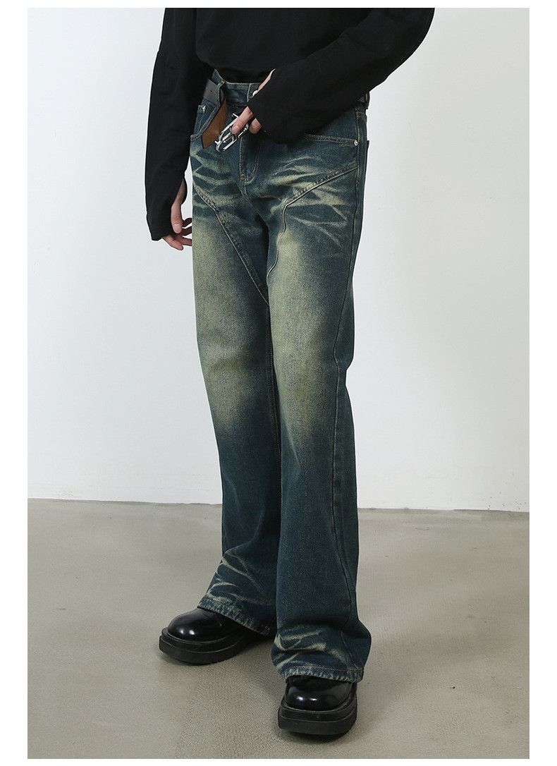 Japanese Brand × Jean Retro patchwork straight distressed flared jeans Size US 32 / EU 48 - 4 Thumbnail
