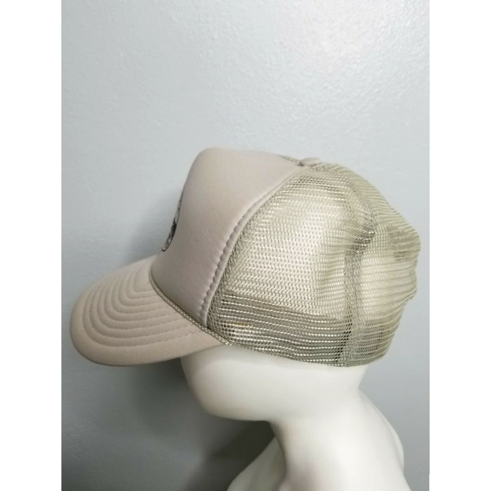 VINTAGE NALC Catahoula Cow Dog Trucker Hat Beige Adjustable Snapback