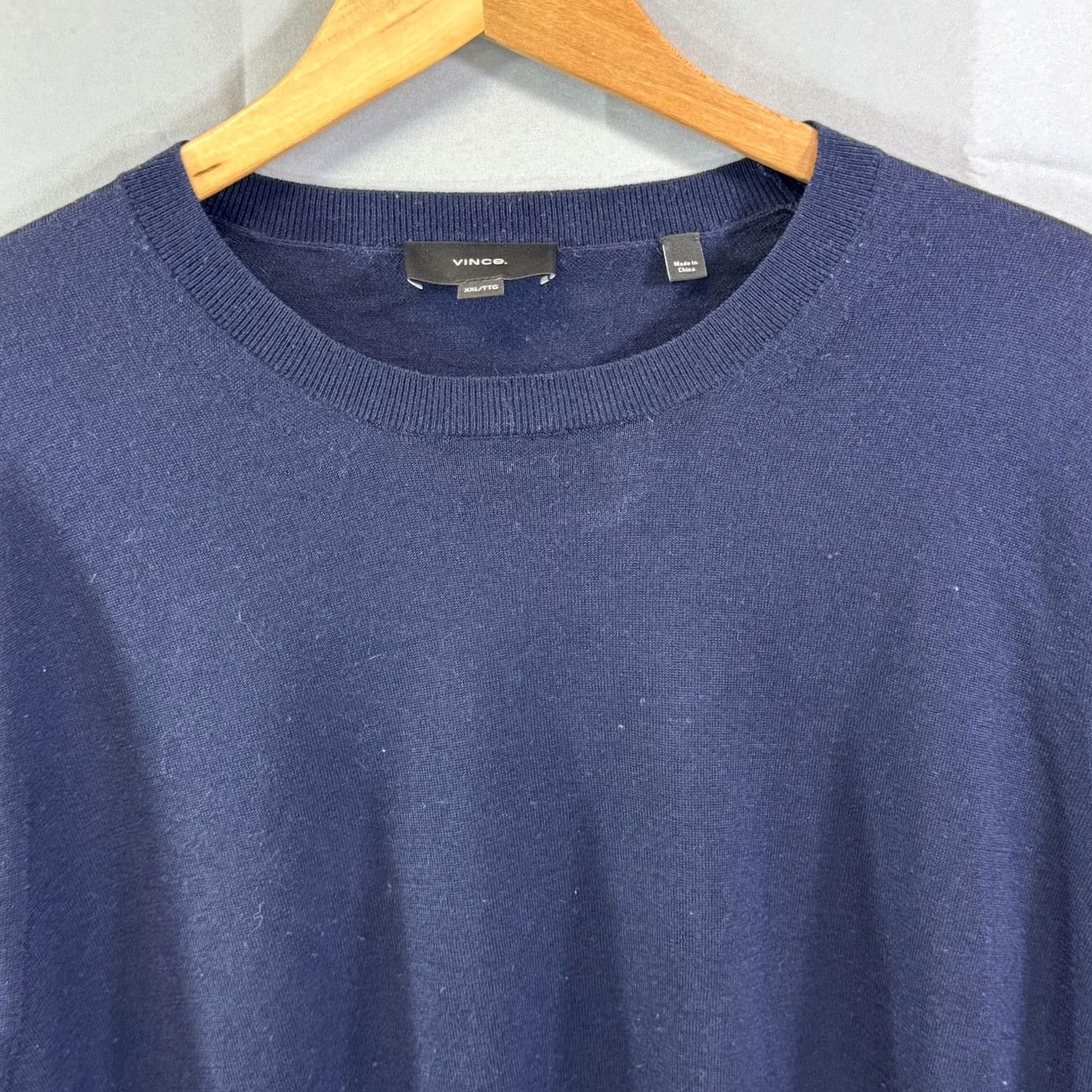 Vince Vince Sweater Mens 2XL Navy Blue Merino Wool Crewneck Pullover Classic Knit Shirt Mens Size US XXL / EU 58 / 5 - 3 Thumbnail
