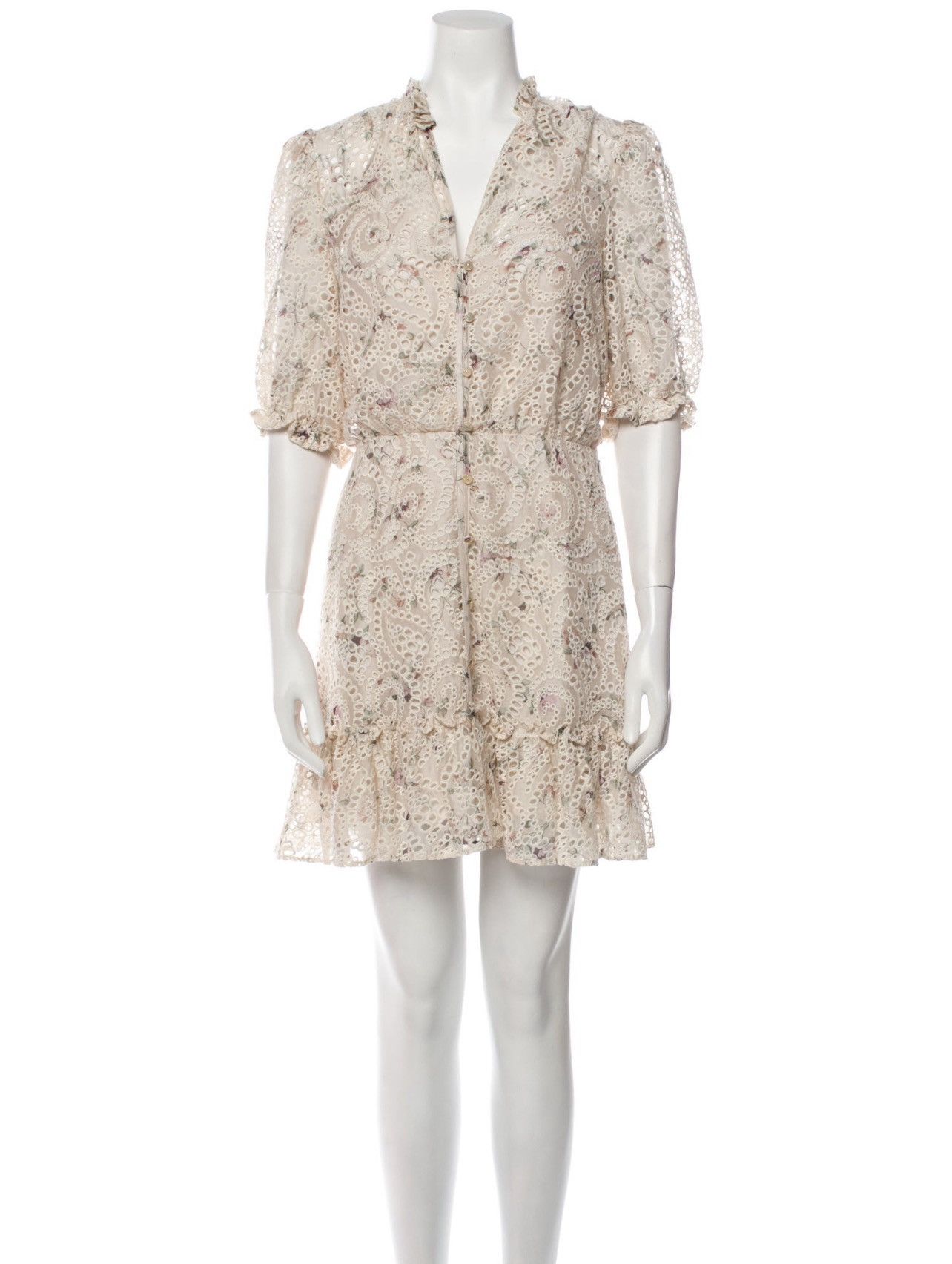 Veronica Beard Veronica Beard JAX EYELET PUFF SLEEVE MINI DRESS IN IVORY Size XS / US 0-2 / IT 36-38 - 9 Thumbnail