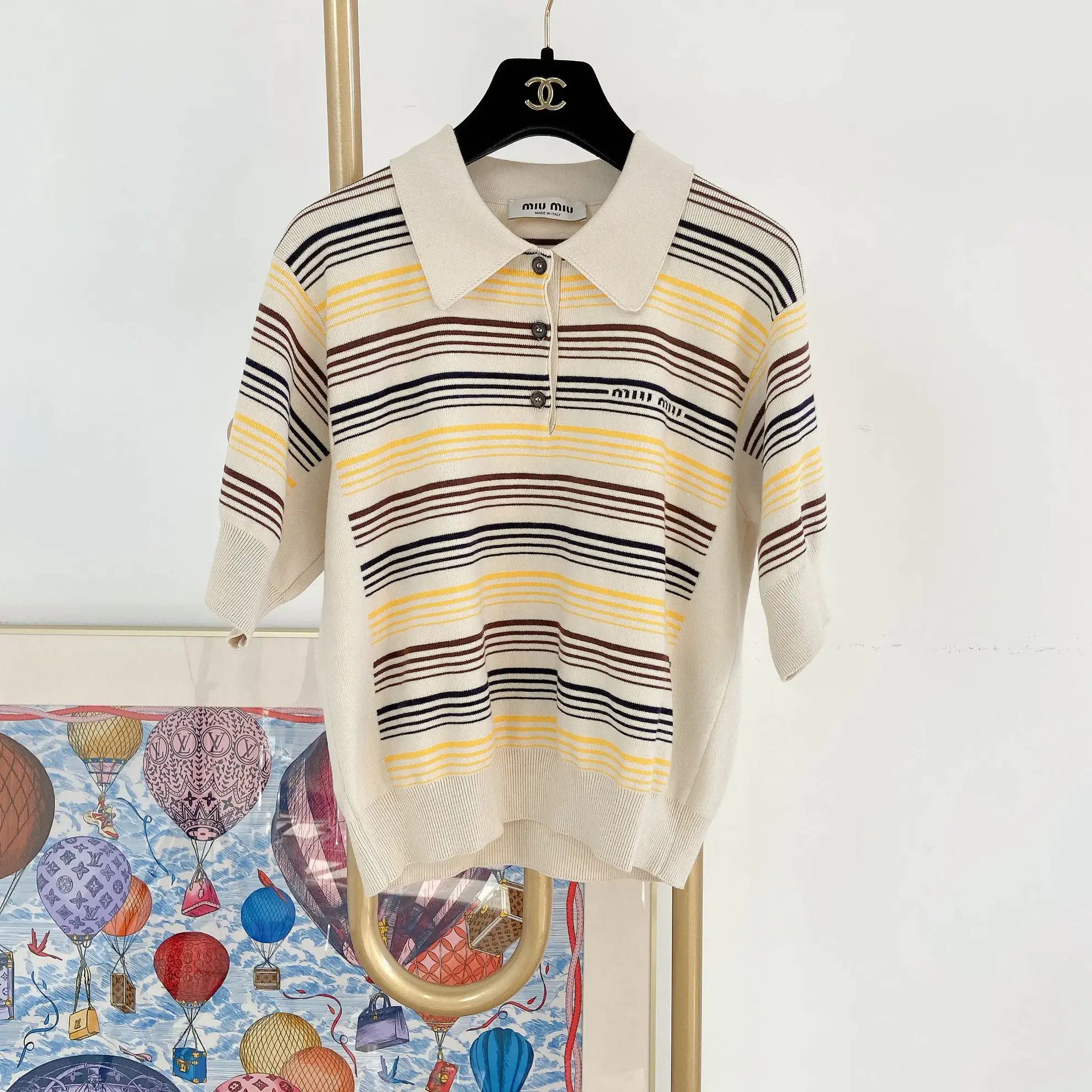 Miu Miu Miumiu Striped Knit Short-Sleeve Top Size S / US 4 / IT 40 - 1 Thumbnail