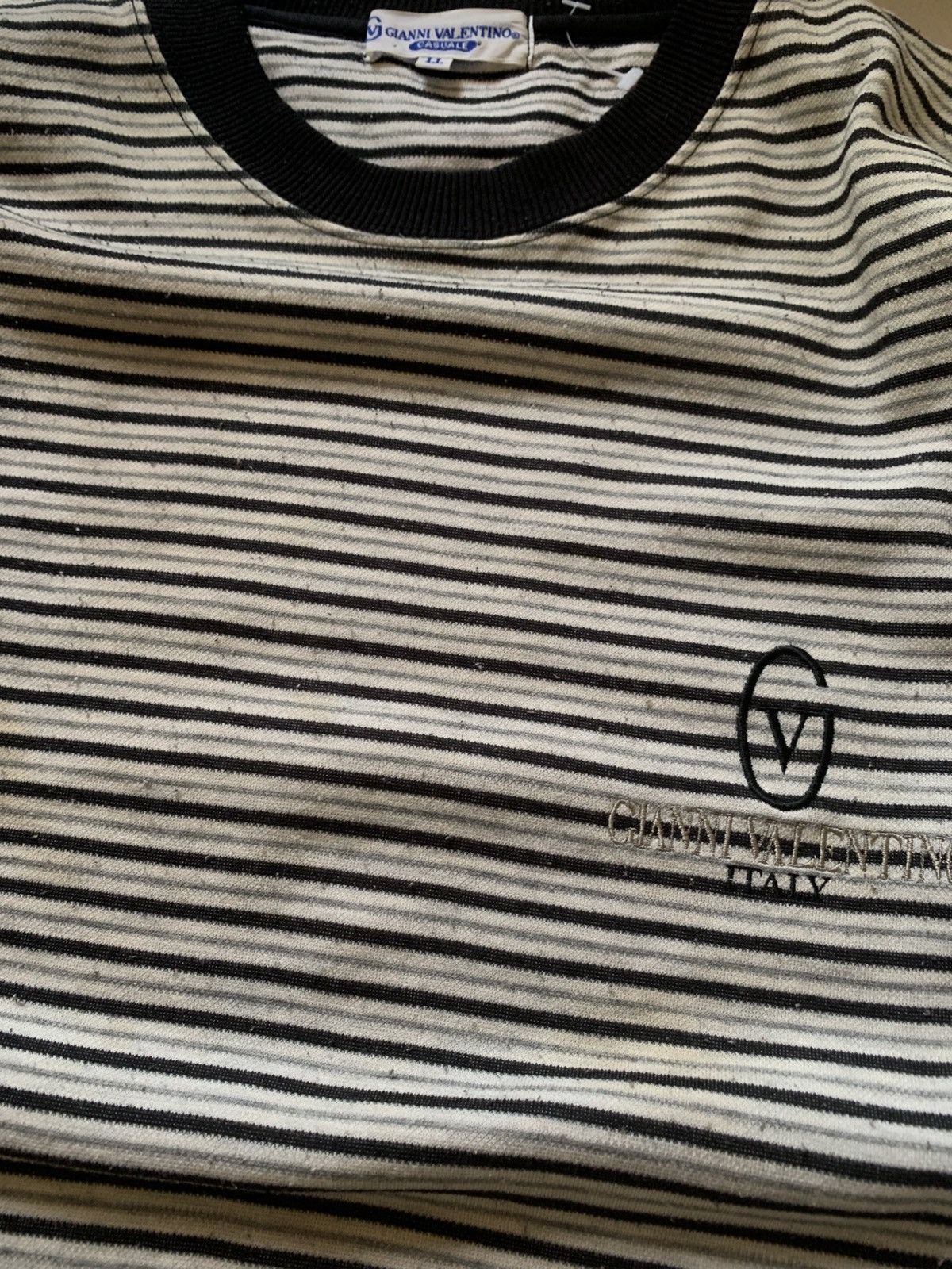 Gianni Valentino 🐍 Vintage Gianni Valentino Italy Striped Sweatshirt Size US L / EU 52-54 / 3 - 3 Thumbnail