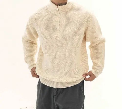 VIBE Beige Half Zip Knit Sweater Size US M / EU 48-50 / 2 - 7 Thumbnail