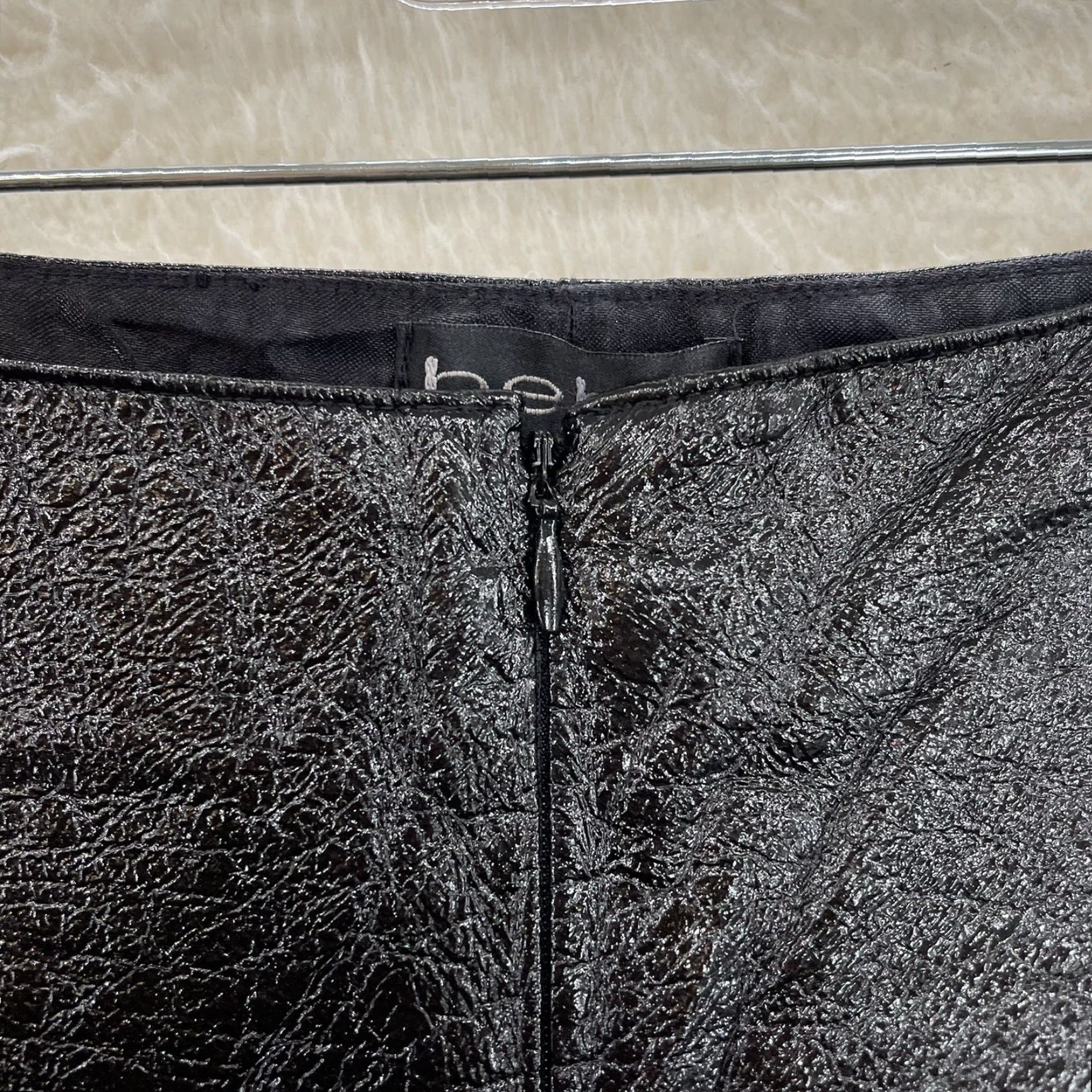 Bebe VINTAGE Y2K Bebe Black Faux Leather Pants 8 28 Medium Mid Rise Straight Leg Glam Rock Womens Size 30" / US 8 / IT 44 - 4 Thumbnail