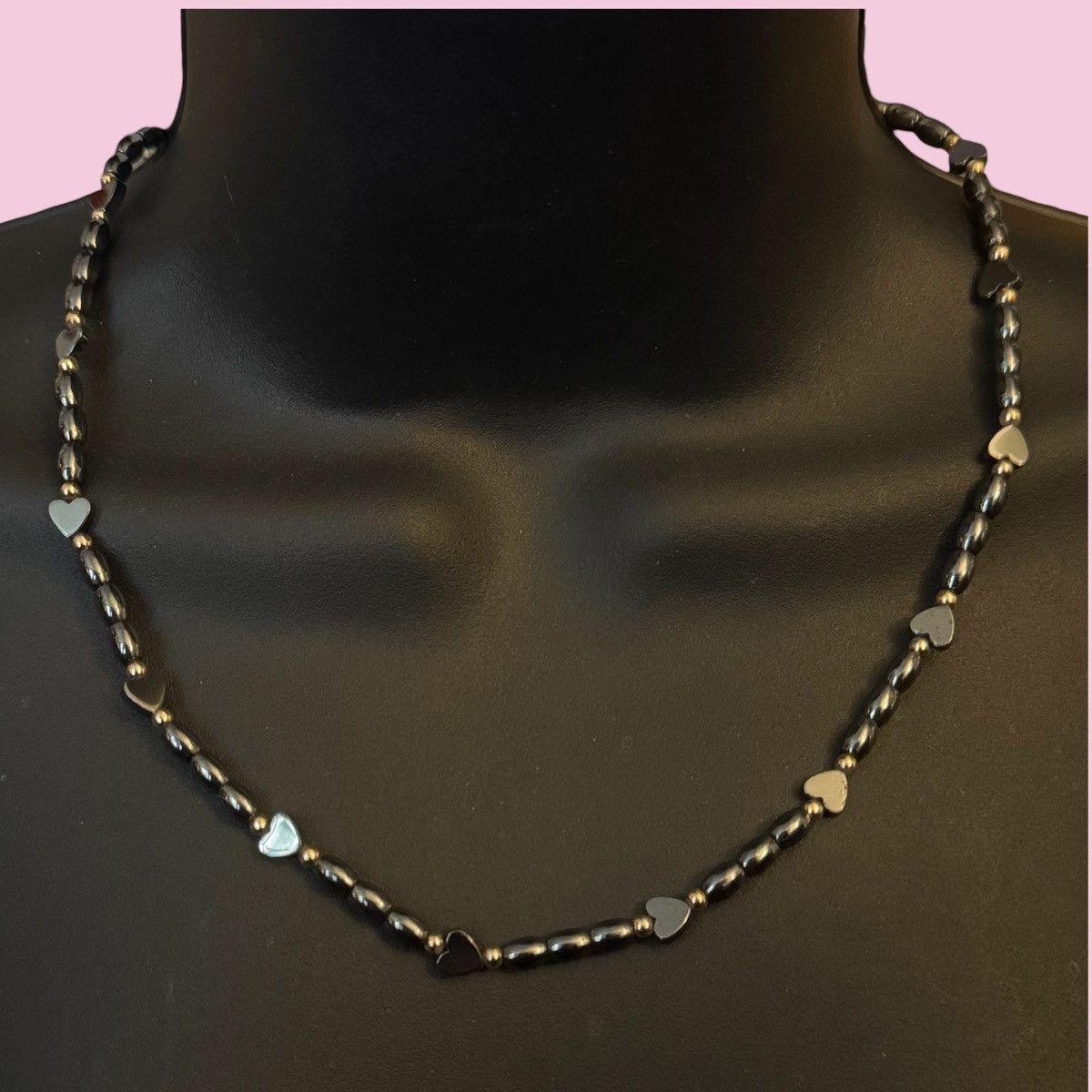 Vintage Vintage hematite heart bead necklace Size ONE SIZE - 1 Thumbnail