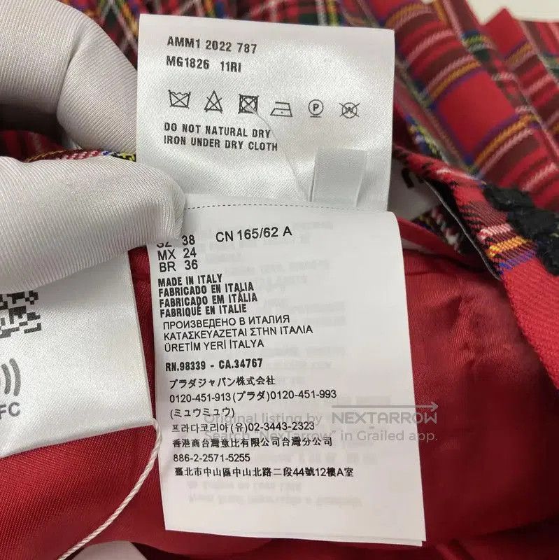 Miu Miu Miu Miu Red Plaid Wool Pleated Skirt . Size 23" - 9 Thumbnail