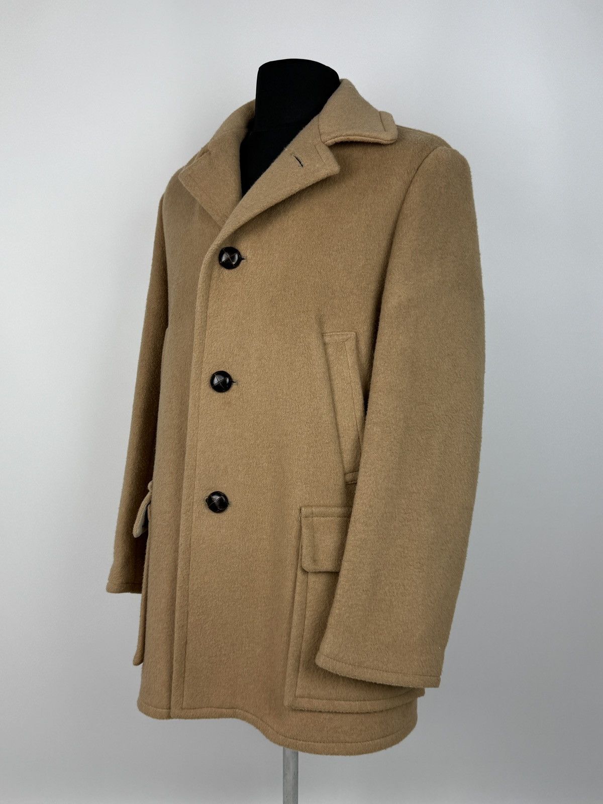 Gloverall 1970s Vintage Gloverall England Camel Beige Wool Mid Coat 54 Size US L / EU 52-54 / 3 - 1 Thumbnail