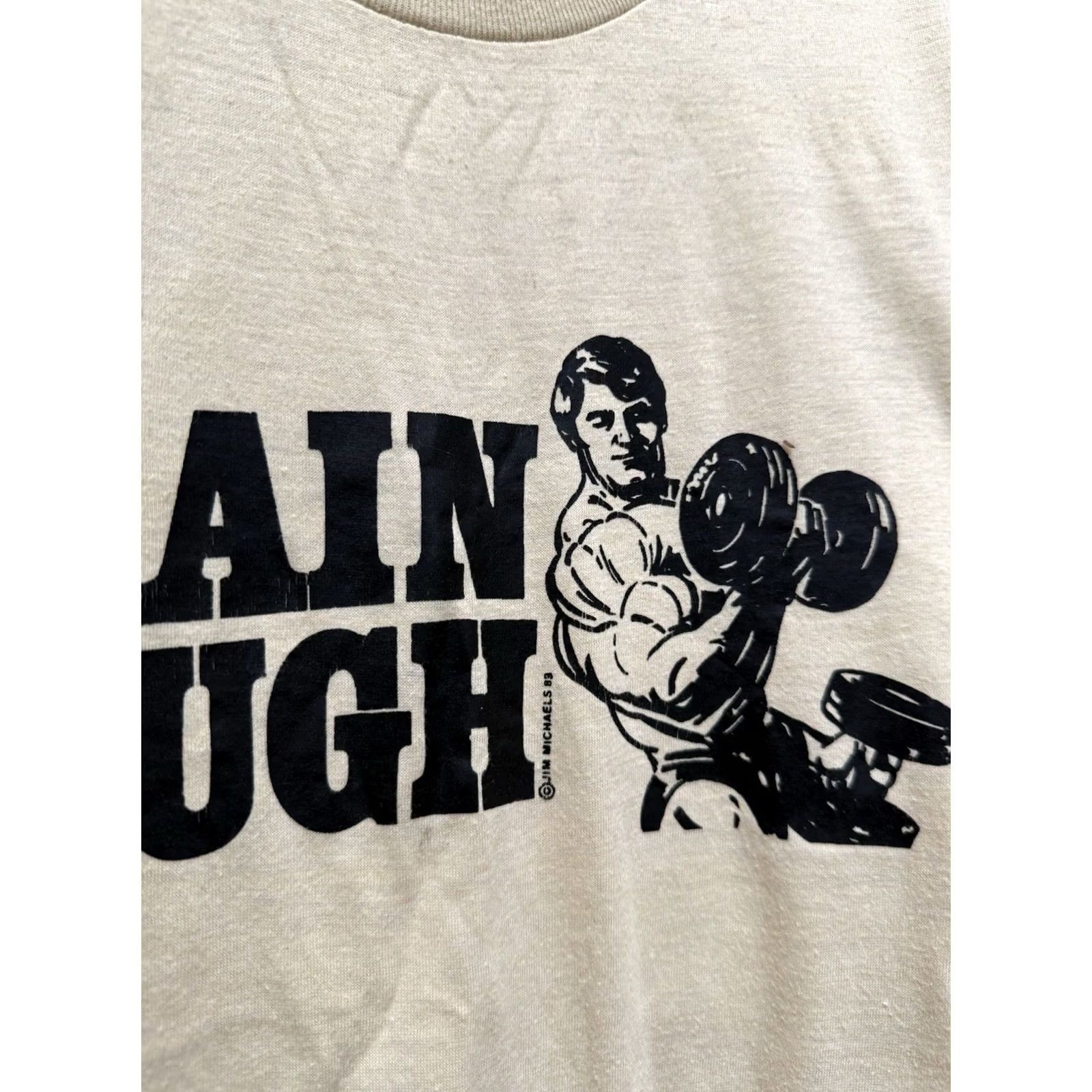 Vintage VINTAGE Screen Stars Tee Shirt Large 1983 Jim Michaels Train Tough Body Building Stars Mens Size US L / EU 52-54 / 3 - 4 Thumbnail