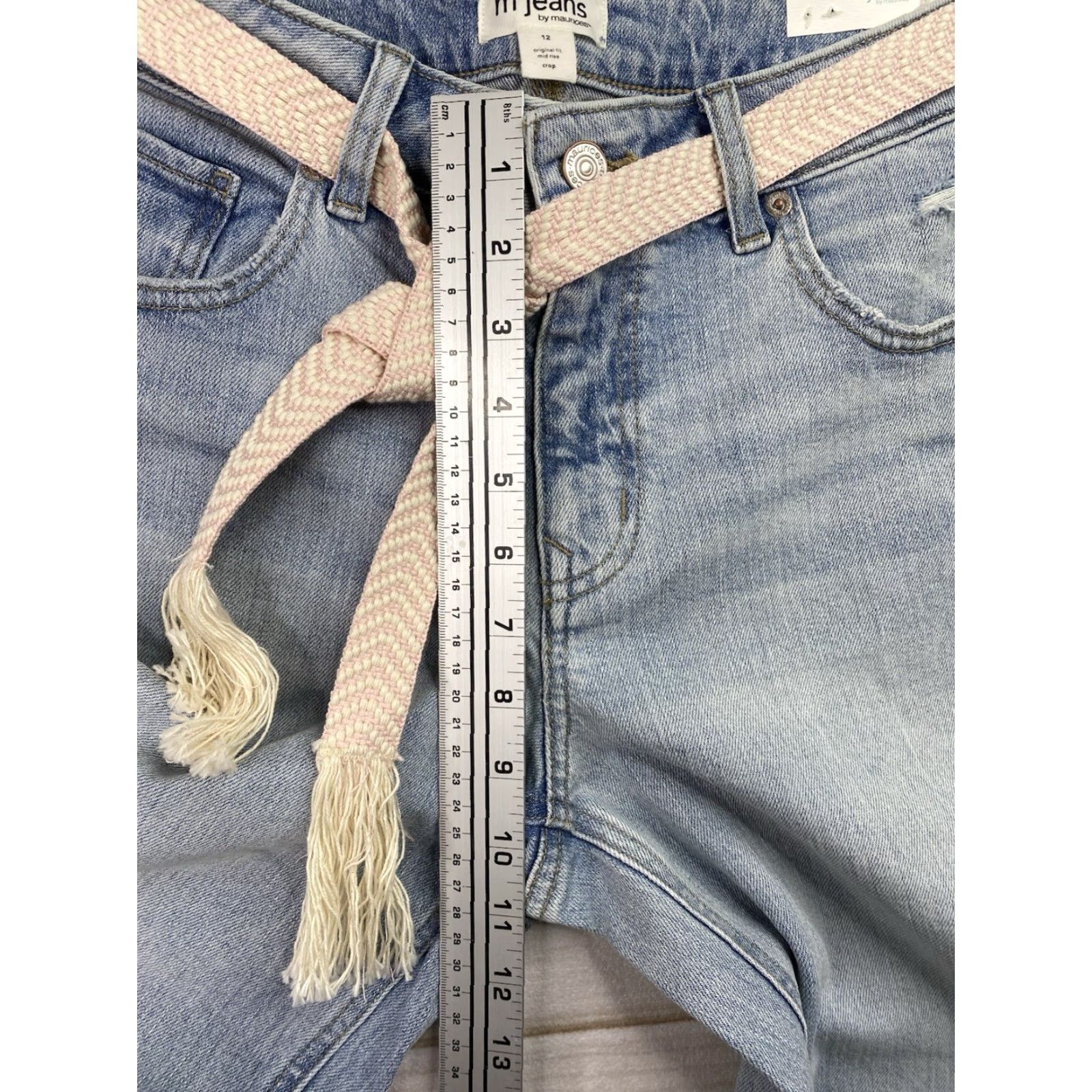 Vintage Maurices Jeans NWT 12 Straight Crop Original Fit Mid Rise Stretch Blue Denim Women 5-Pocket Cropped Size 34" / US 12 / IT 48 - 6 Thumbnail