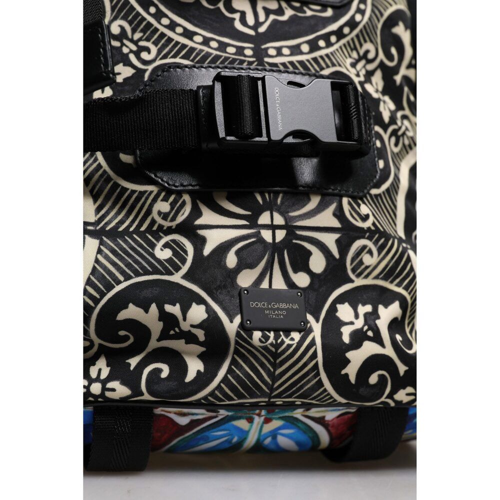 Dolce & Gabbana Dolce & Gabbana Multicolor Maiolica Print Nylon Backpack Bag Size ONE SIZE - 7 Thumbnail