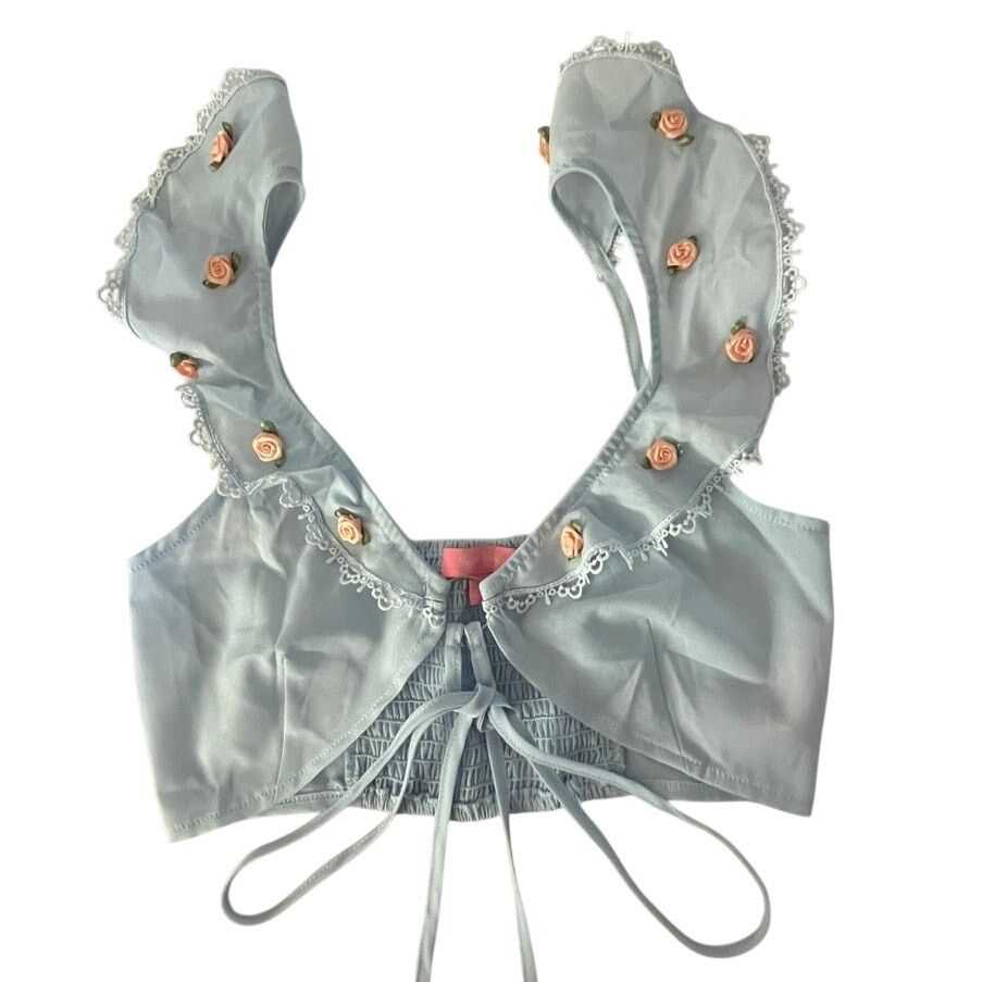 Dolls Kill Dolls Kill Sugar Thrillz Light Blue Ruffle Crop Top Size XXS Size ONE SIZE - 1 Thumbnail