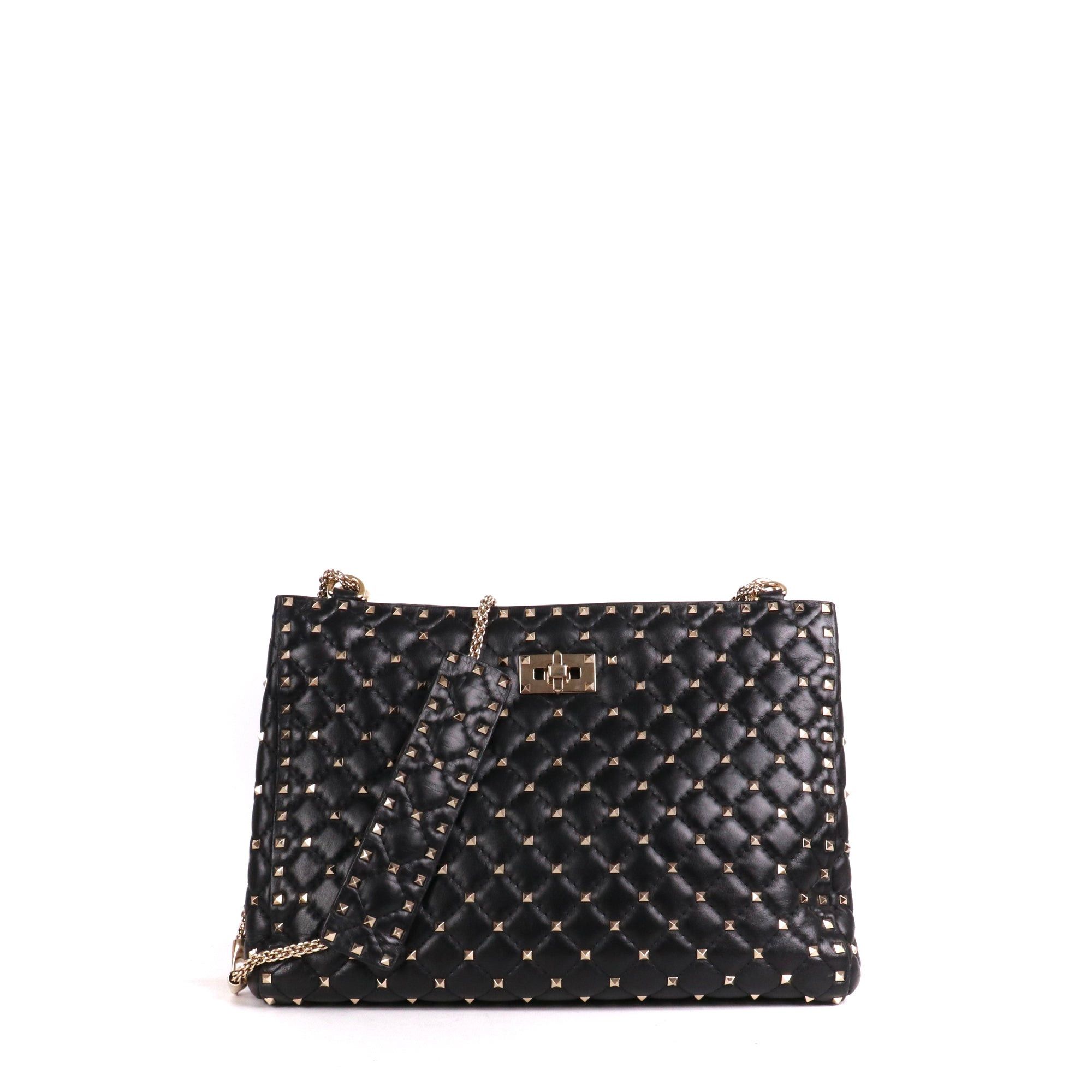Valentino VALENTINO - Valentino Rockstud tote bag in black leather Size ONE SIZE - 1 Thumbnail