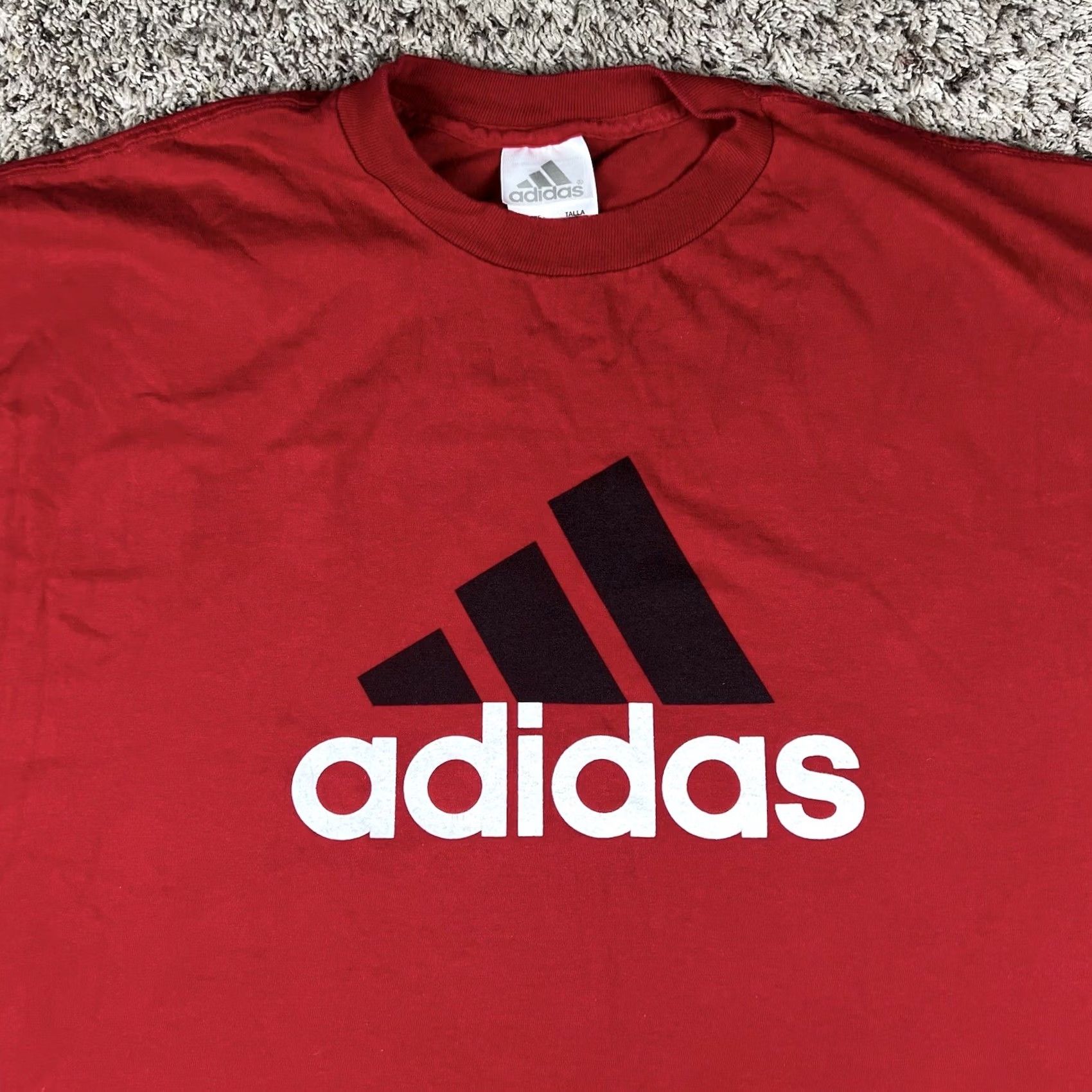 Adidas Adidas T-Shirt XL Red Spellout Logo Graphic Crew Neck Short Sleeve Cotton Men Sportswear Casual Size US XL / EU 56 / 4 - 4 Thumbnail