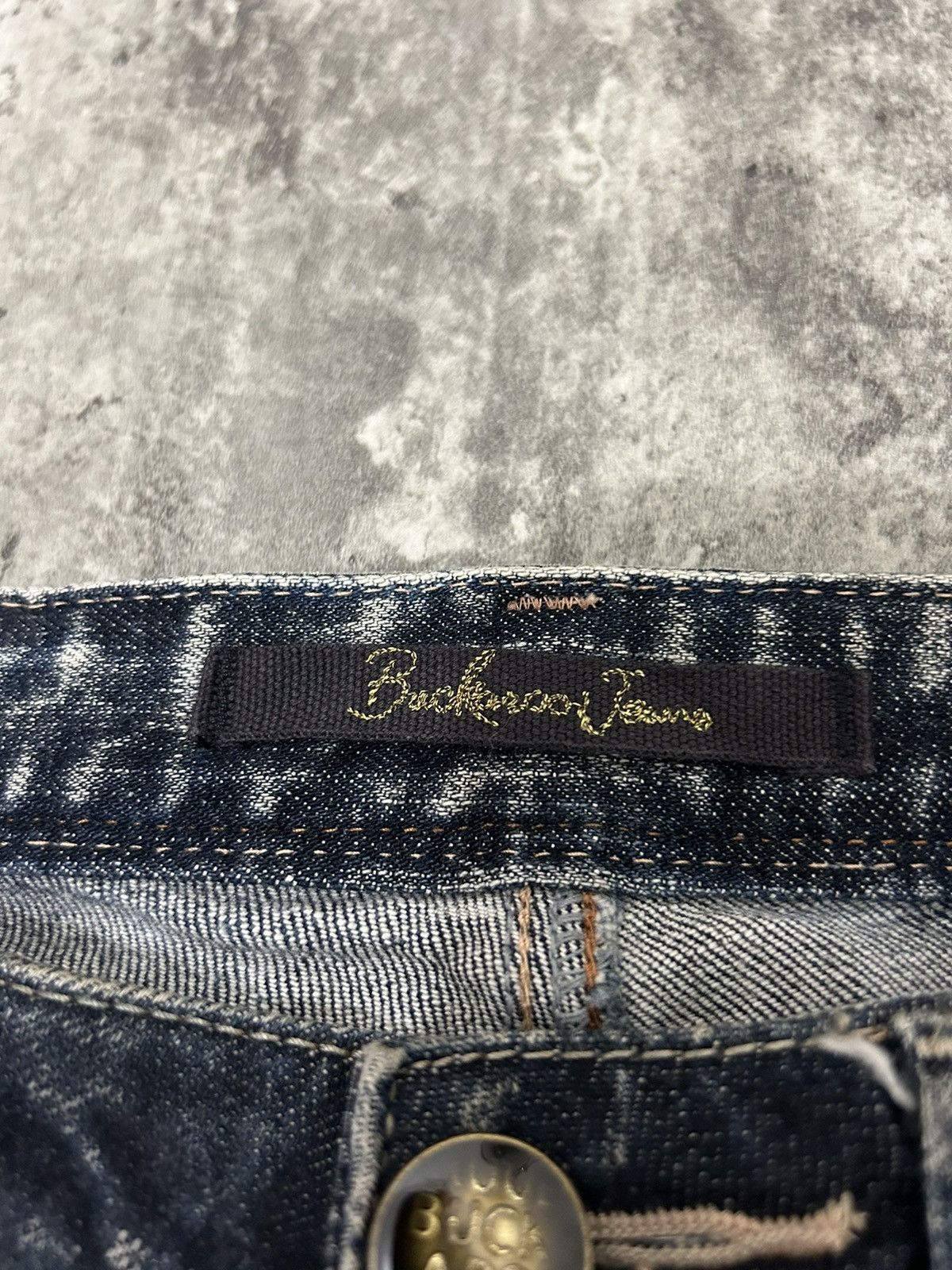 If Six Was Nine × Japanese Brand × Le Grande Bleu (L.G.B.) Buckaro Design Acid Wash Pattern Distressed Denim Pants Size 28" / US 6 / IT 42 - 14 Thumbnail