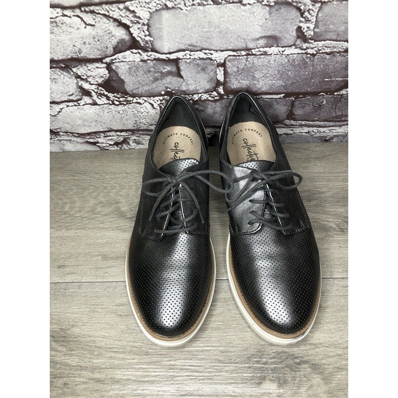 Clarks Clarks Collection Metallic Gunmetal Pewter Oxfords Shoes Wom Size US 8.5 / IT 38.5 - 19 Thumbnail