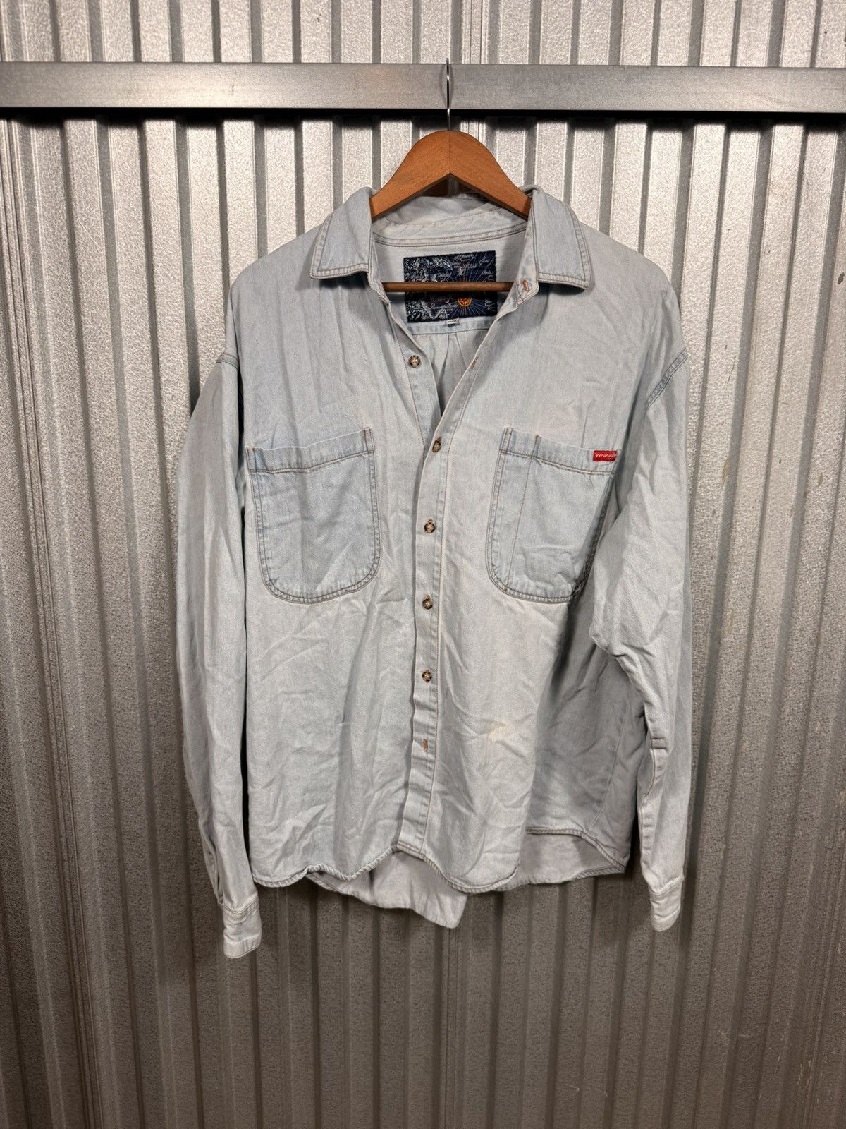 Wrangler Vintage Wrangler Western Denim USA Button Up Shirt Size US XL / EU 56 / 4 - 6 Thumbnail