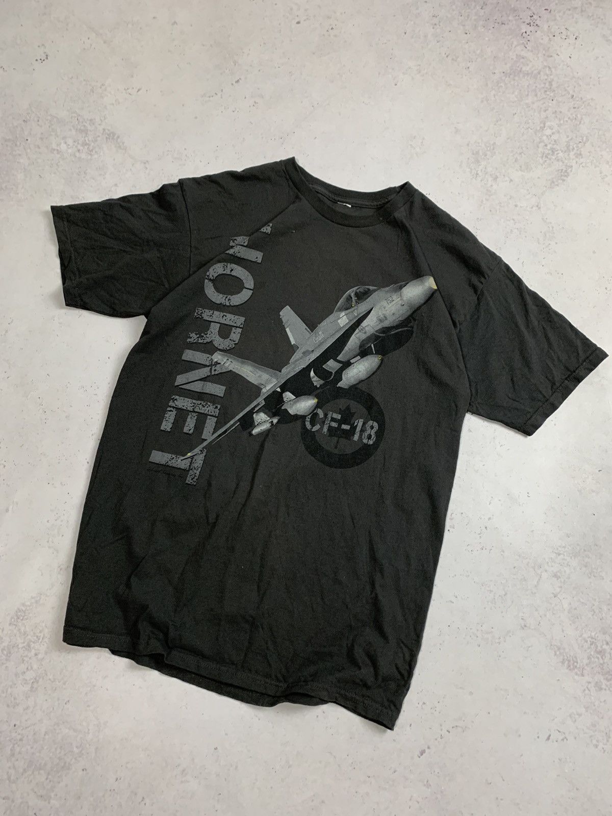 Vintage Hornet CF-18 USA MA-1 Plane Boxy T-shirt L Y2K