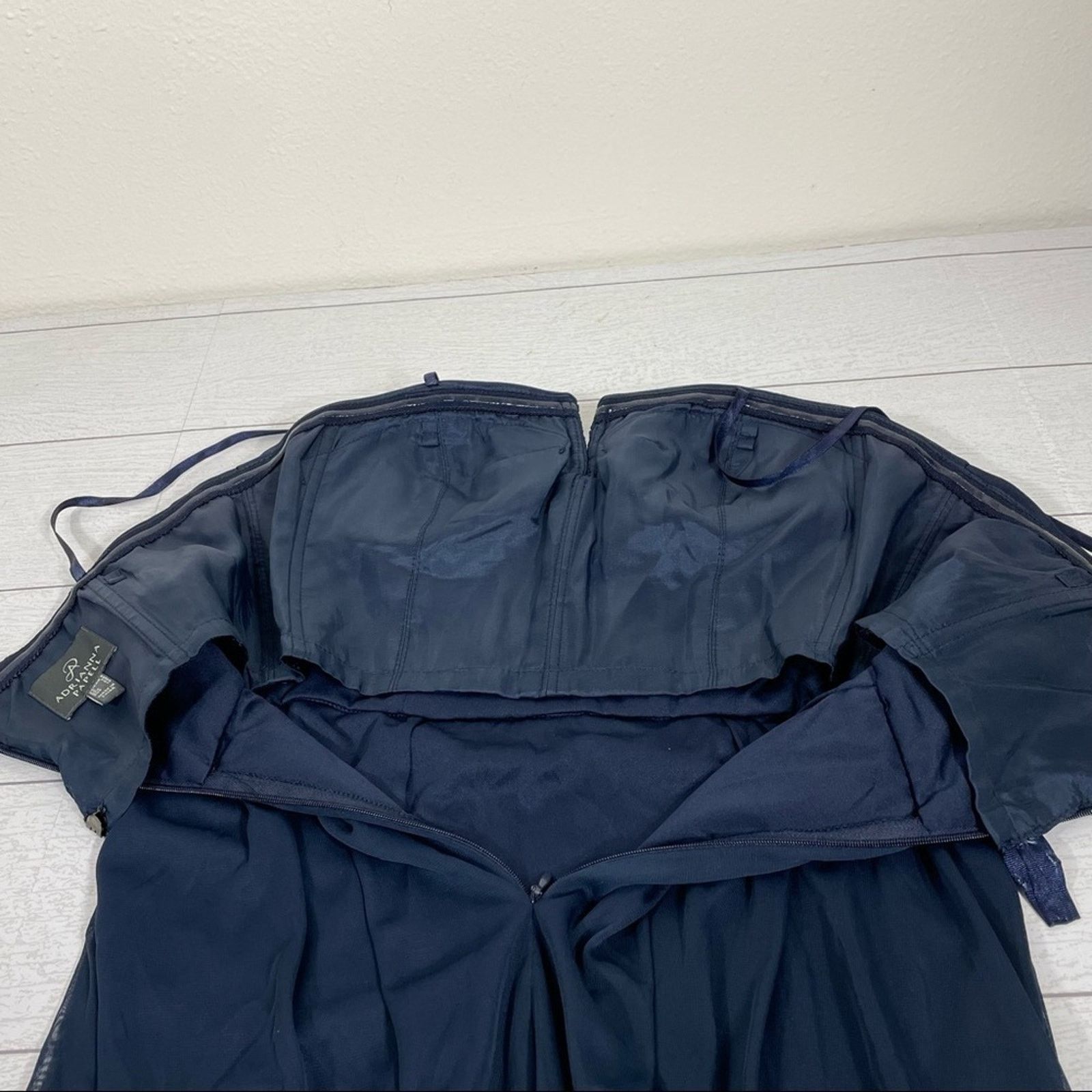 Adrianna Papell Adrianna Papell Dark Blue Embellished Waist Dress Size 6 Size M / US 6-8 / IT 42-44 - 15 Thumbnail