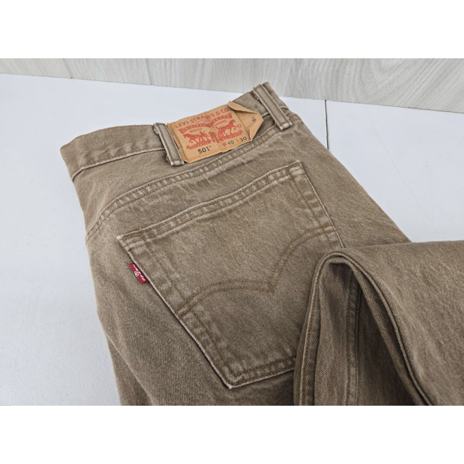Levi's Levi's 501 Jeans Mens 40x30 Beige Denim Button Fly Regular Fit 5-Pocket Logo USA Size US 40 / EU 56 - 3 Thumbnail