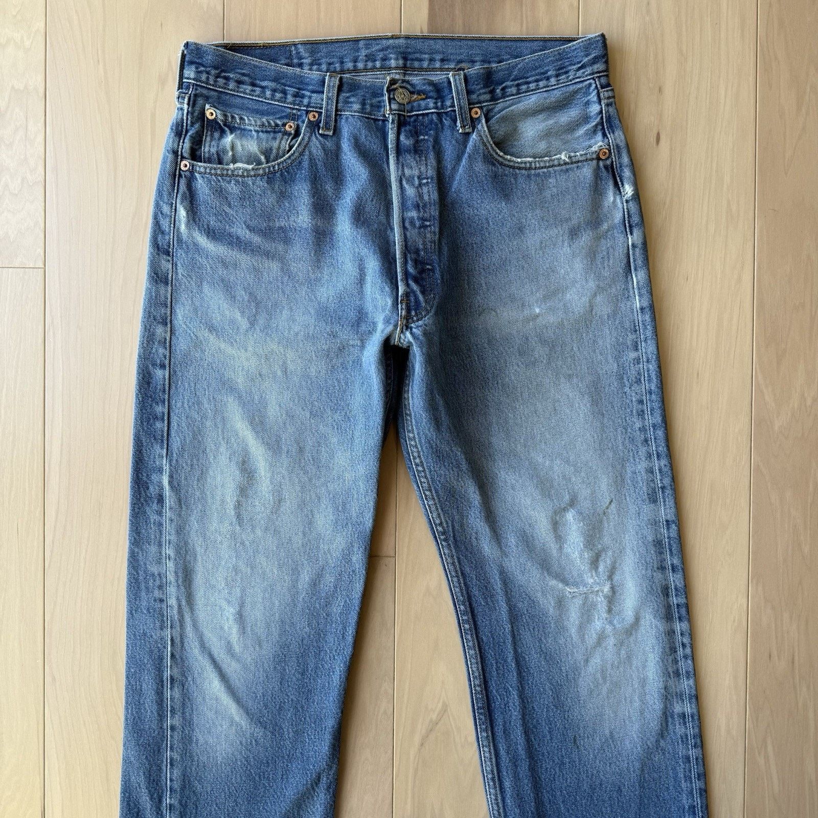 Levi's × Vintage Vintage Levis 501 Jeans 34 Blue Straight Leg Denim Workwear Size US 34 / EU 50 - 3 Thumbnail