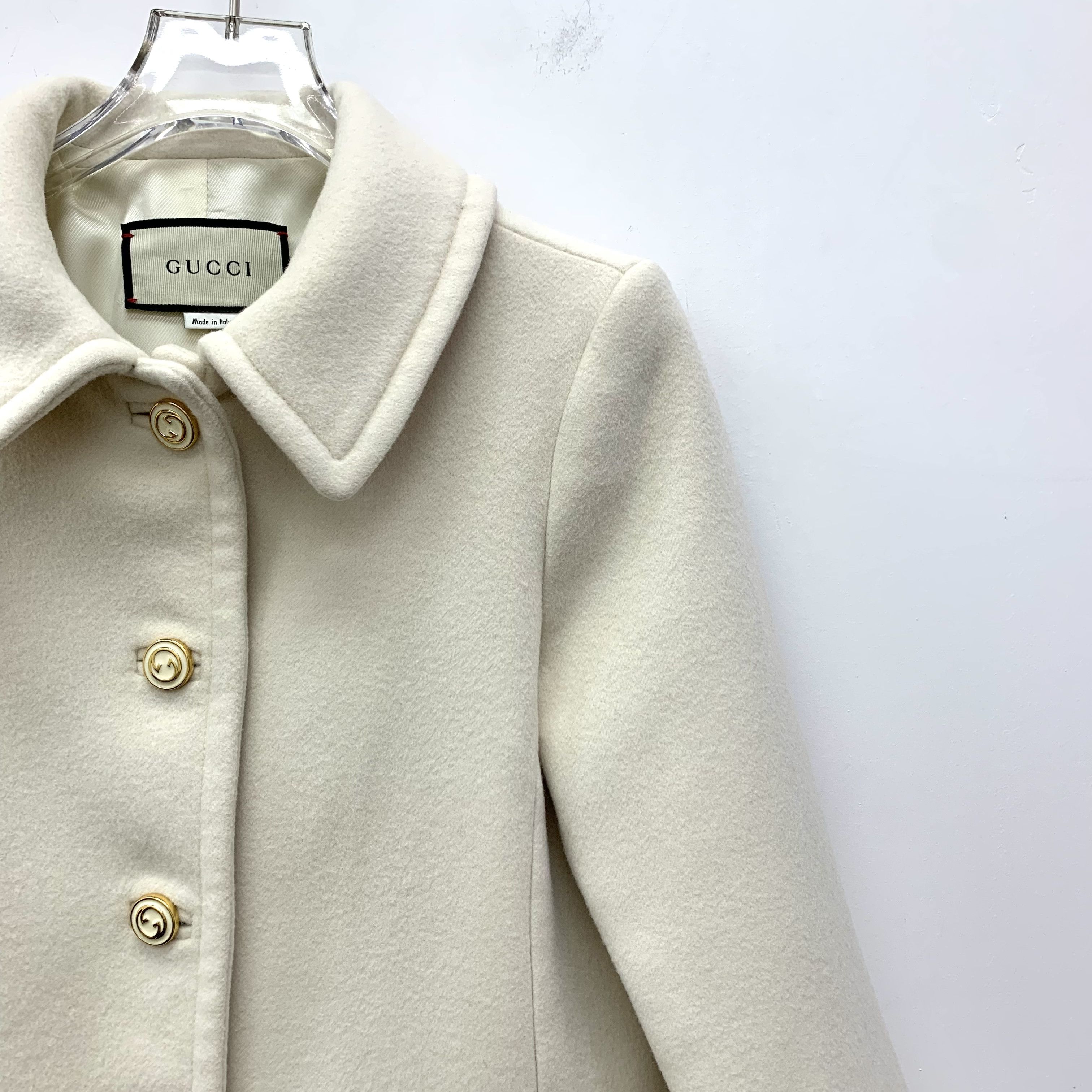 Gucci Gucci Off-White Wool Double-Breasted Coat (Size S) Size S / US 4 / IT 40 - 6 Thumbnail