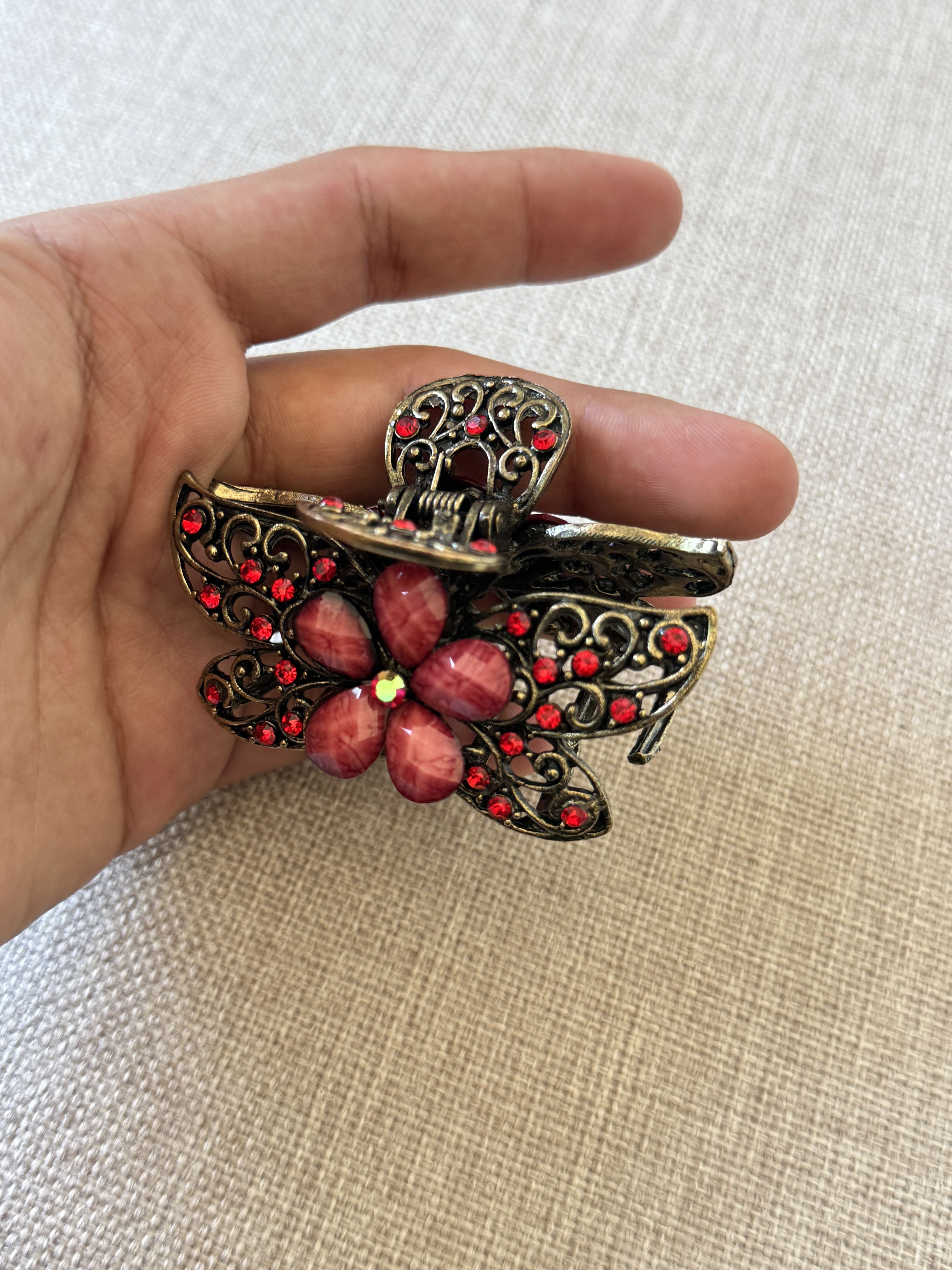 Other Maroon Rhinestone Butterfly Hair Clip Size ONE SIZE - 6 Thumbnail