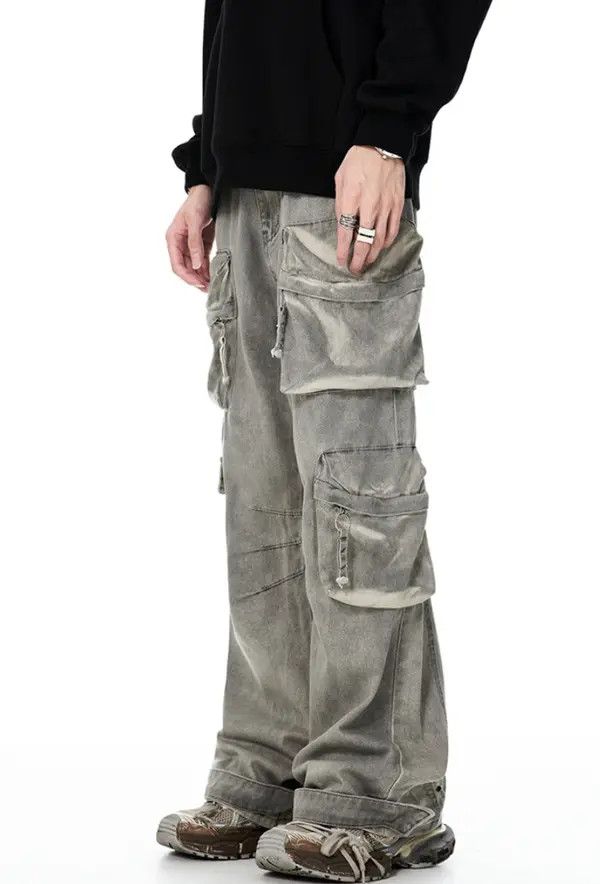 VIBE Retro washed distressed multi-pocket jeans Size US 34 / EU 50 - 5 Thumbnail