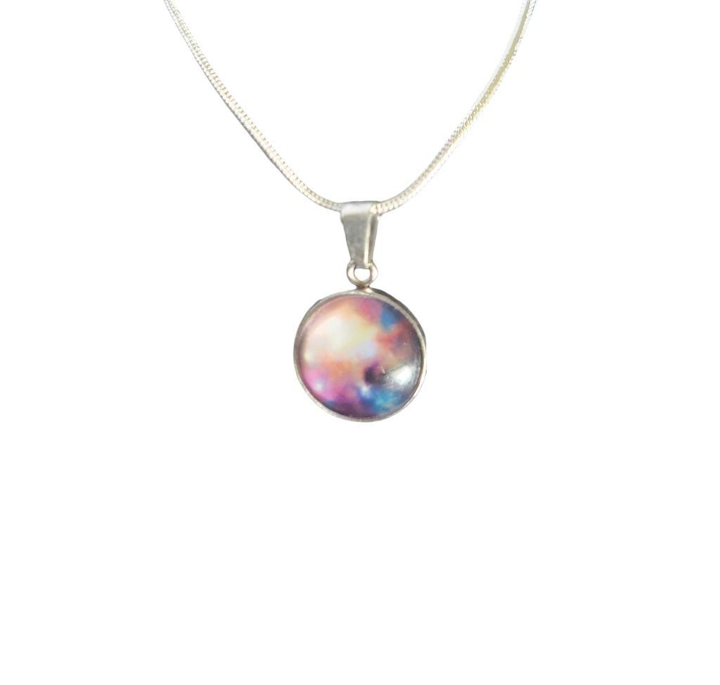Handmade 925 Sterling Silver nebula galaxy necklace Size ONE SIZE - 1 Thumbnail