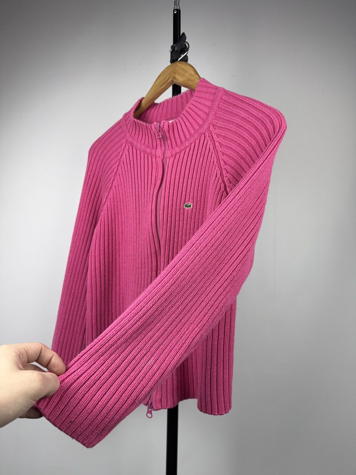 Lacoste 00s Luxury Vintage Lacoste Women’s Ribbed Zip Sweater Y2K Size S / US 4 / IT 40 - 5 Thumbnail