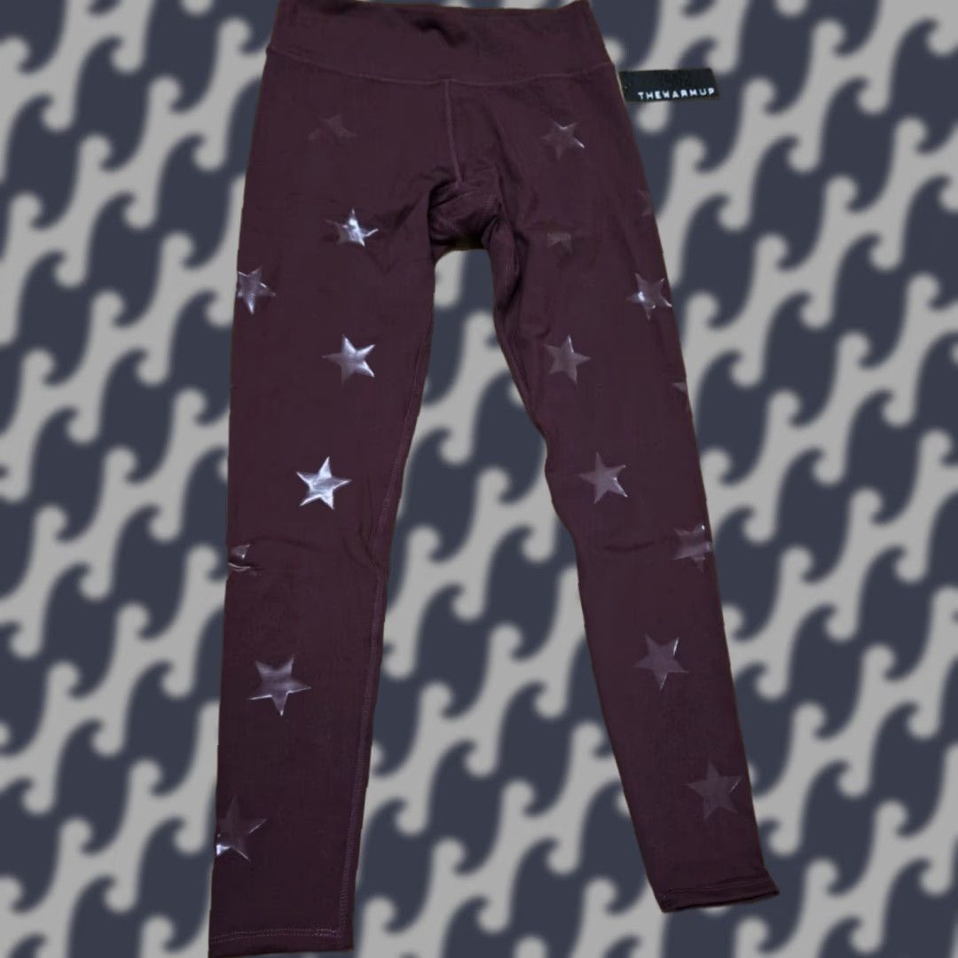Jessica Simpson Jessica Simpson Warm Up Leggings Stars Fig Medium Women's Activewear Zip Pocket Size 32" / US 10 / IT 46 - 1 Thumbnail