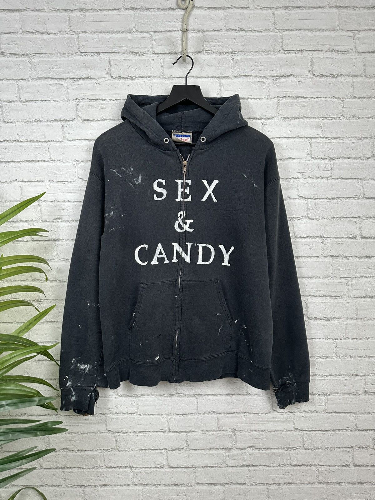 Hanes (S) SEX & CANDY THRASHED Vintage Zip Up Hanes Hoodie Size US S / EU 44-46 / 1 - 1 Thumbnail