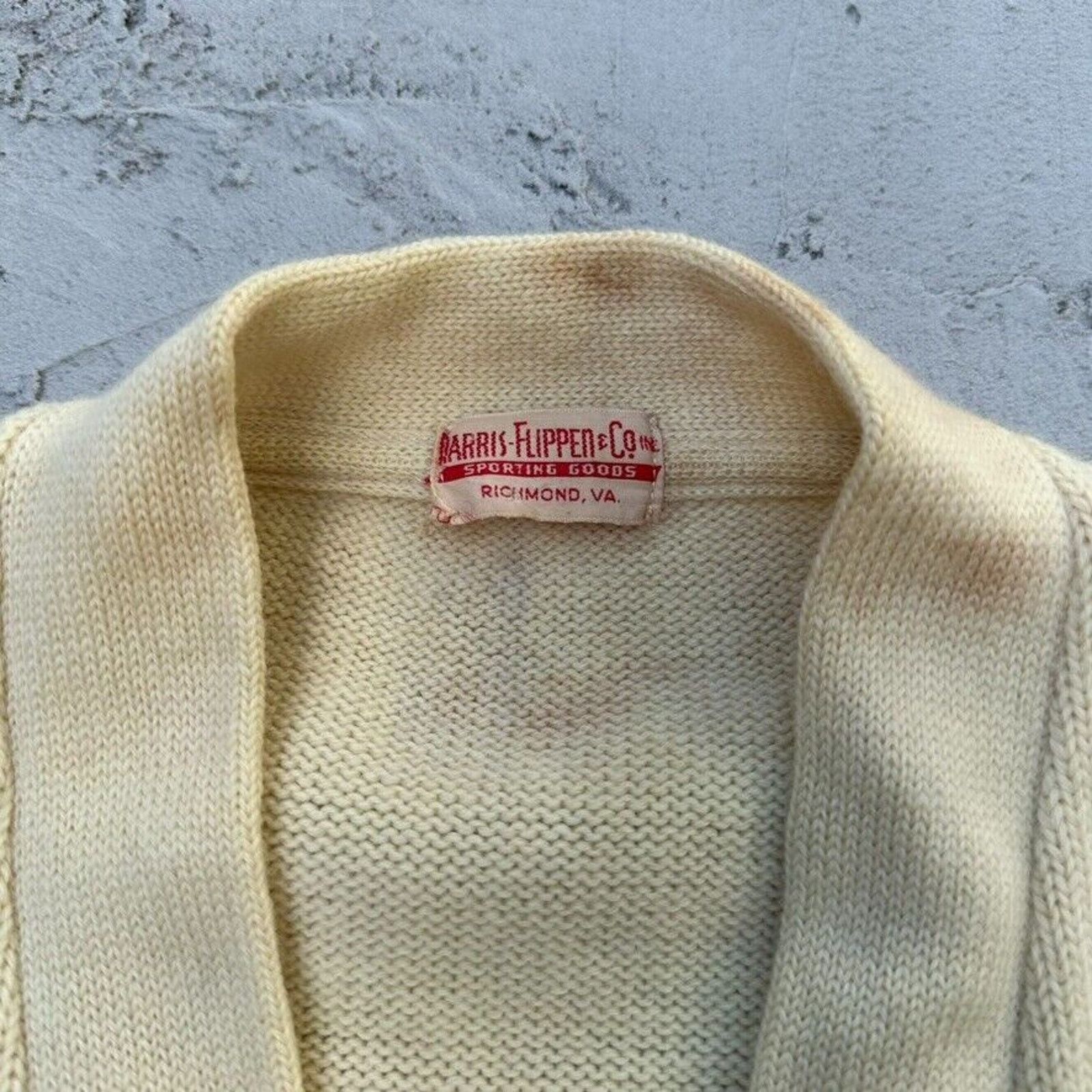 Vintage Vtg Harris Flippen Letterman Sweater Distressed Size US M / EU 48-50 / 2 - 3 Thumbnail
