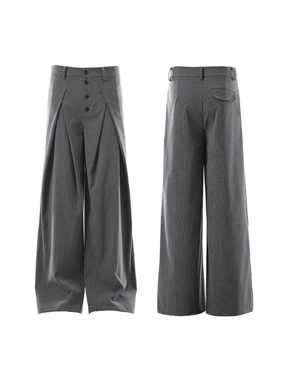 Other Gray Pinstripe Wide Leg Dress Pants, High Waist Trousers Size US 30 / EU 46 - 5 Thumbnail