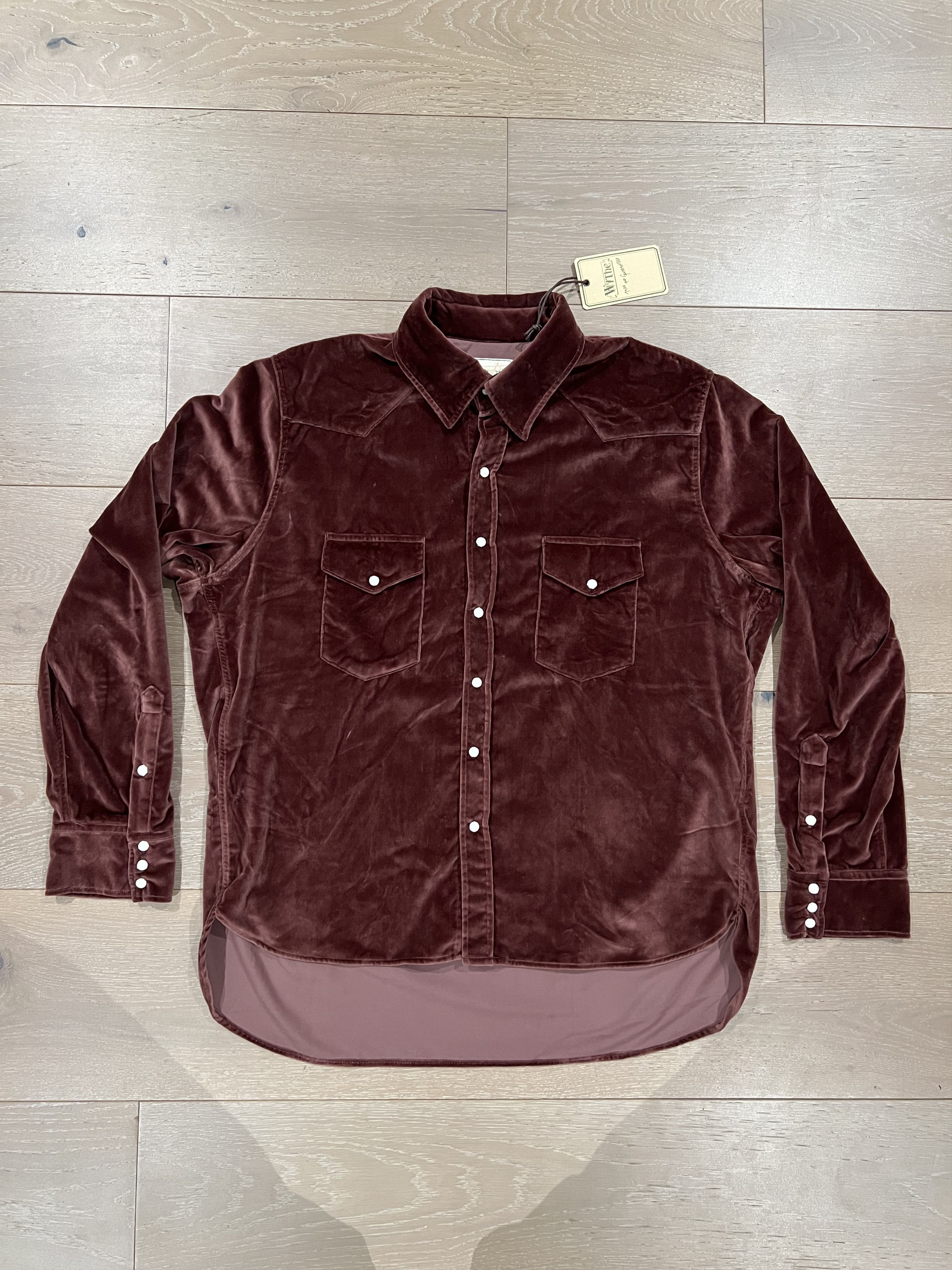 WYTHE 💚 Wythe Velvet Pearlsnap Shirt Plum Large NEW Size US L / EU 52-54 / 3 - 4 Thumbnail
