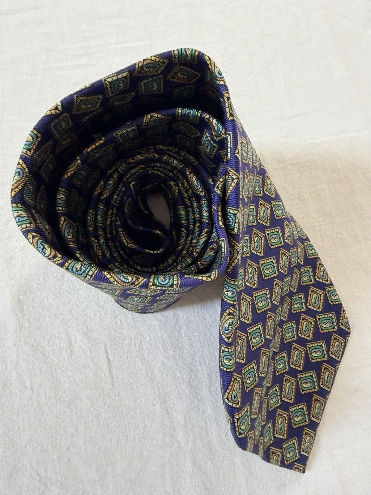 Christian Dior Monsieur Vtg Christian Dior Monsieur Silk Tie Purple Geometric 55" Size ONE SIZE - 6 Thumbnail