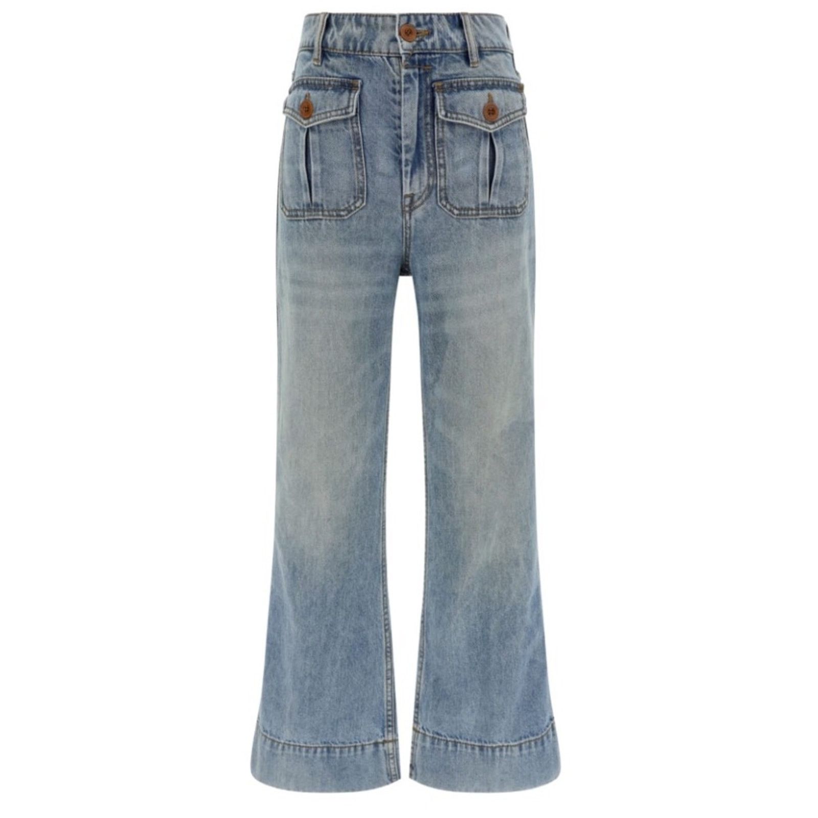 Zimmermann ZIMMERMAN patch pocket light wash crop flare Jeans size 24 Size 24" / US 00 / IT 34 - 1 Thumbnail