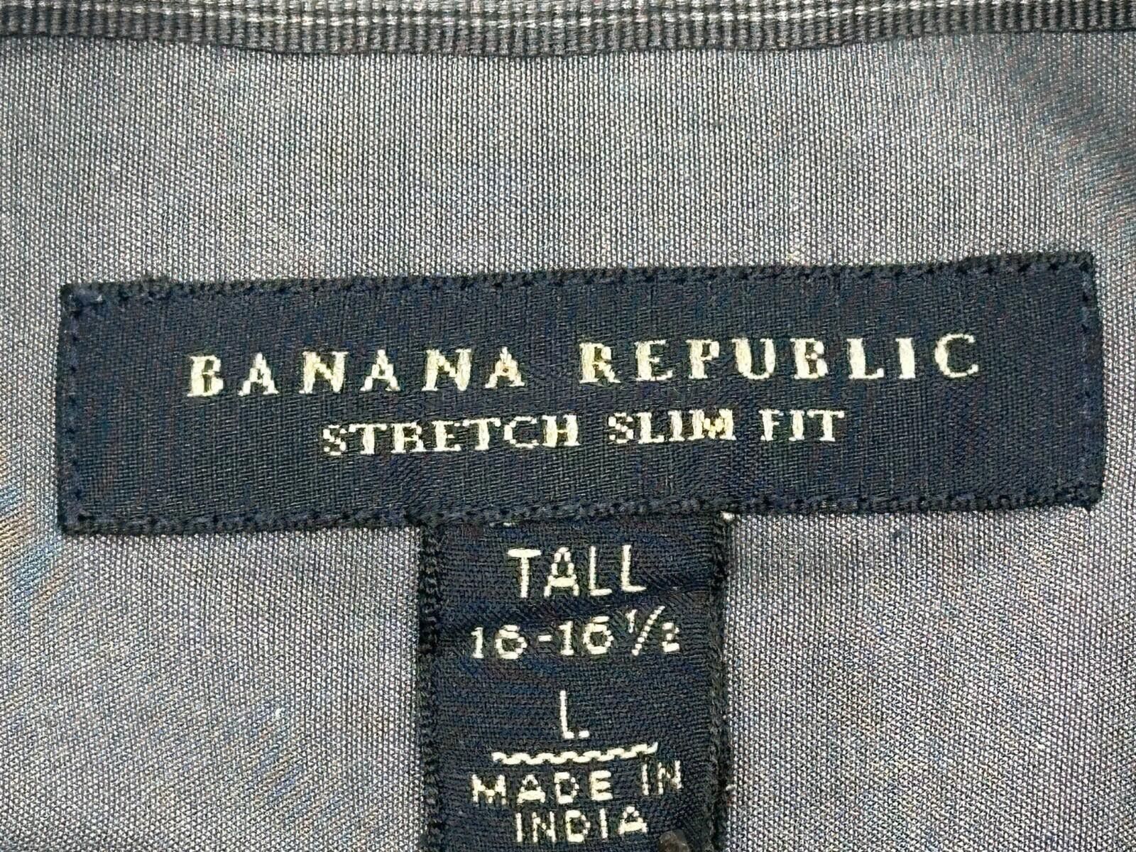 Banana Republic Banana Republic Stretch Slim Fit Tall Button Up Gray Men L Size US XL / EU 56 / 4 - 6 Thumbnail