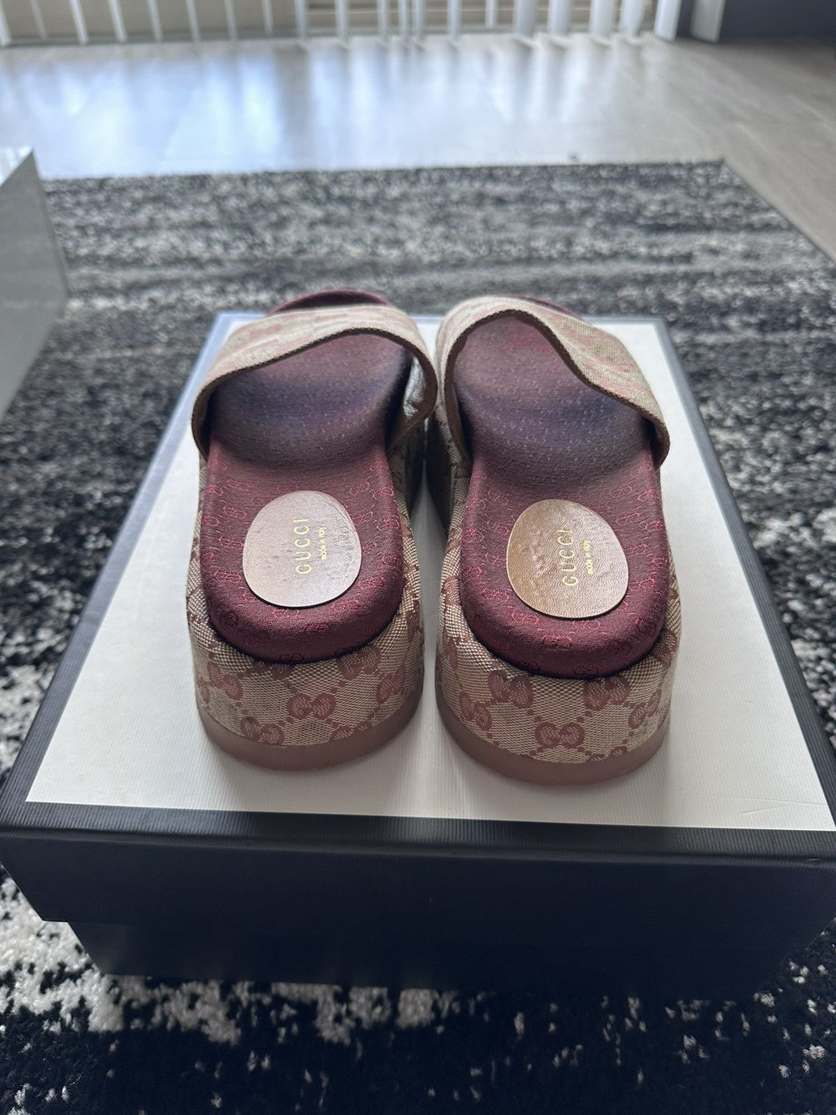 Gucci Gucci Platform Slide - Burgundy Size US 7 / IT 37 - 4 Thumbnail